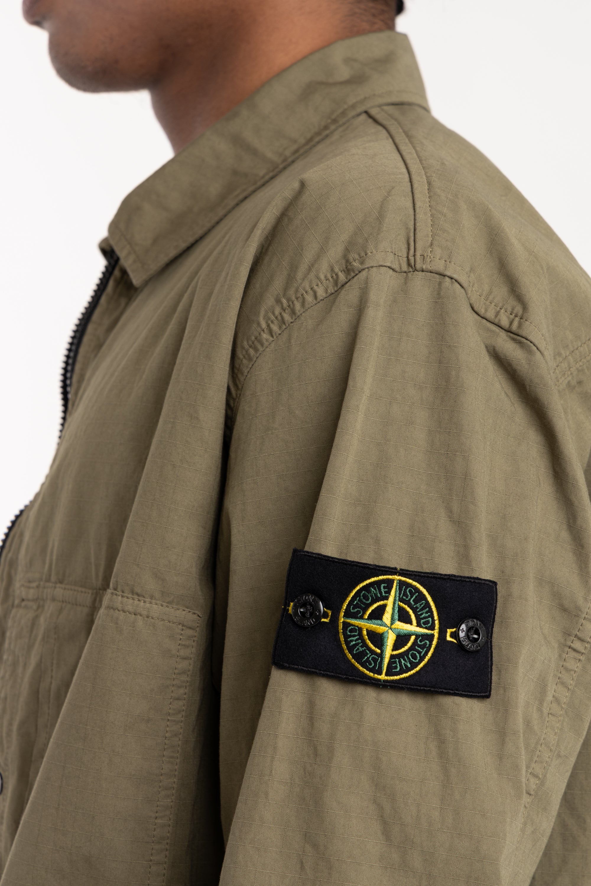 Military Green Mercerised Organic Cotton Ripstop Overshirt – The