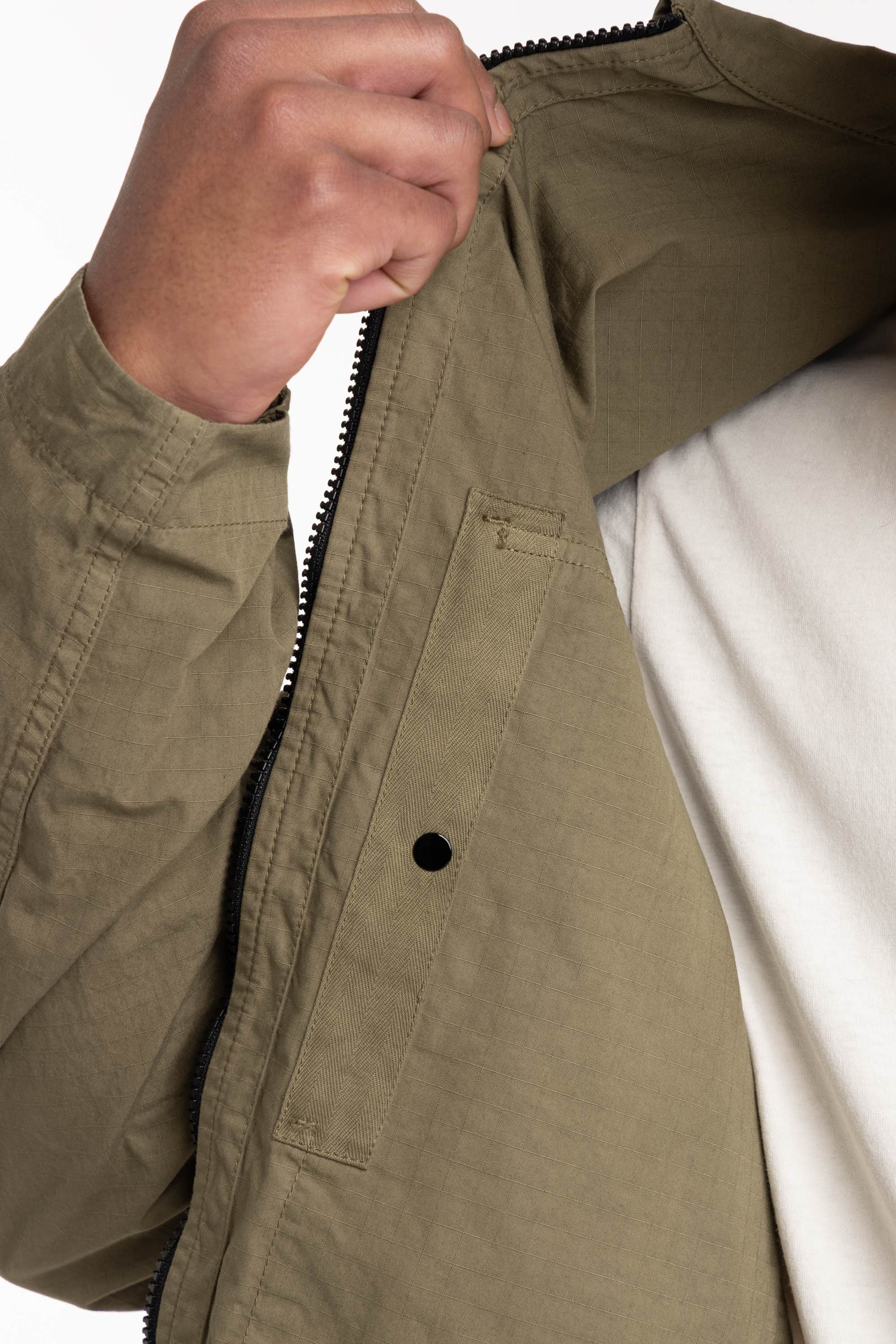 Military Green Mercerised Organic Cotton Ripstop Overshirt
