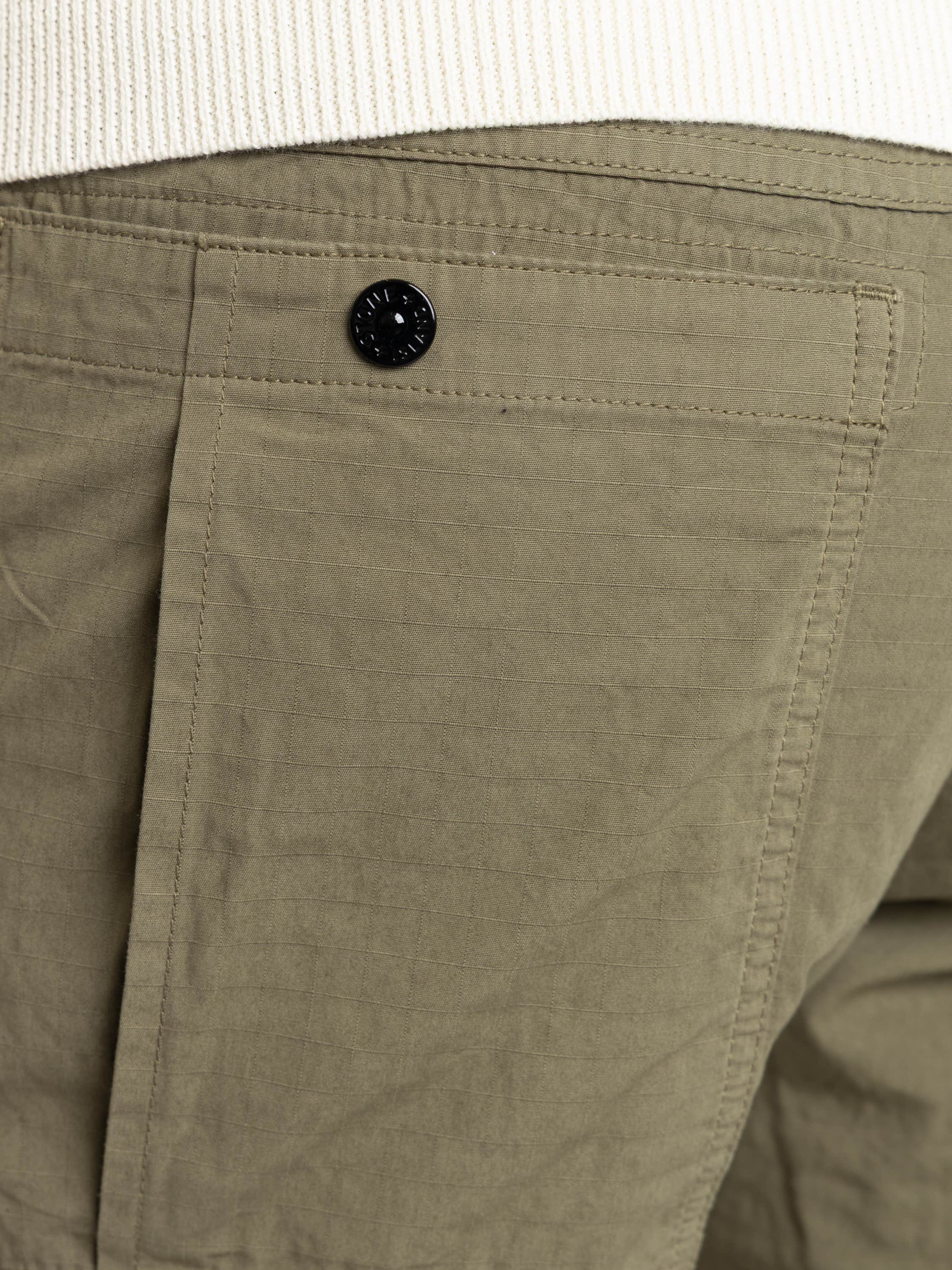 Military Green Mercerised Organic Cotton Ripstop Relaxed-Fit Chino Pants