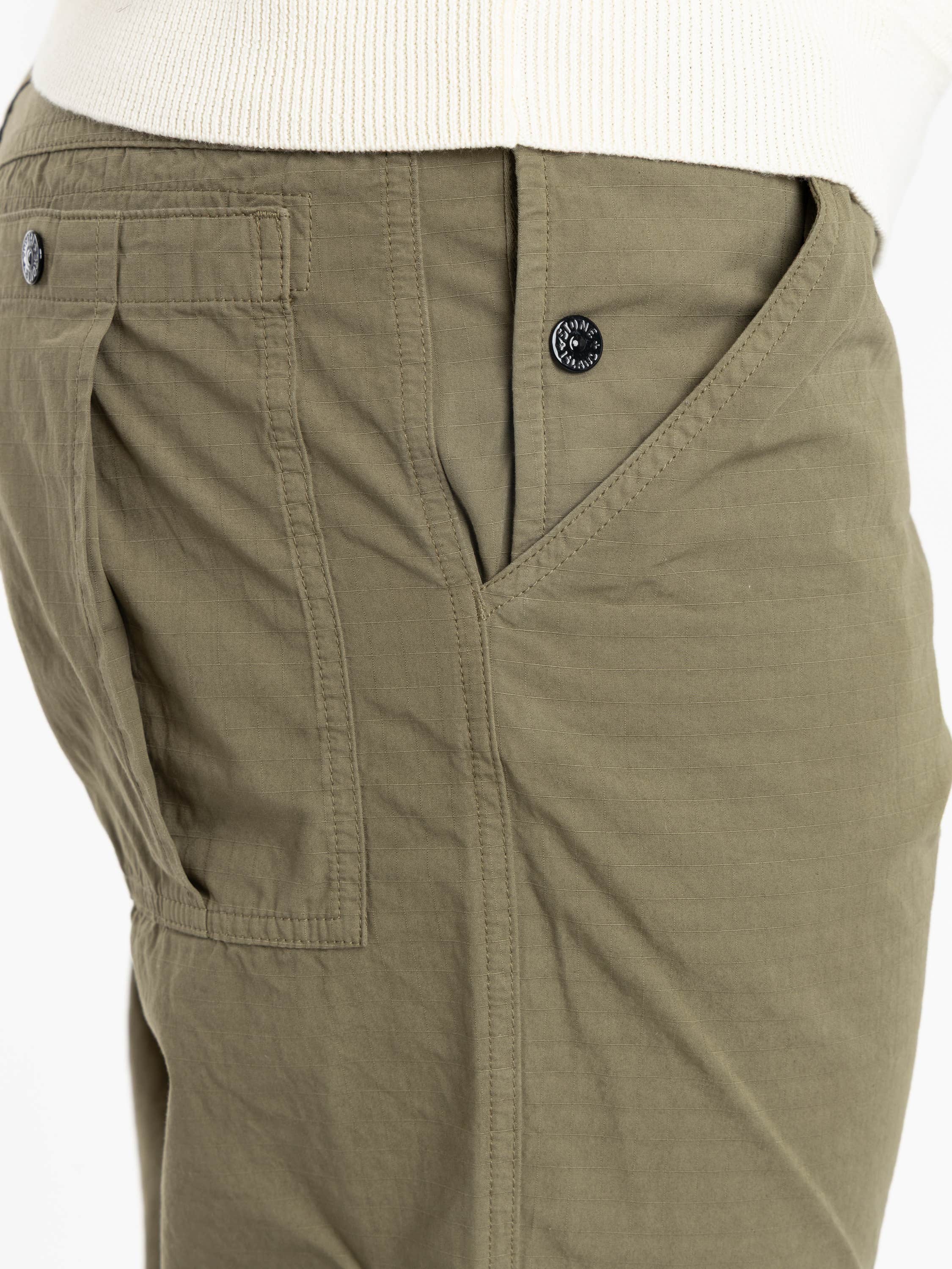 Military Green Mercerised Organic Cotton Ripstop Relaxed-Fit Chino Pants
