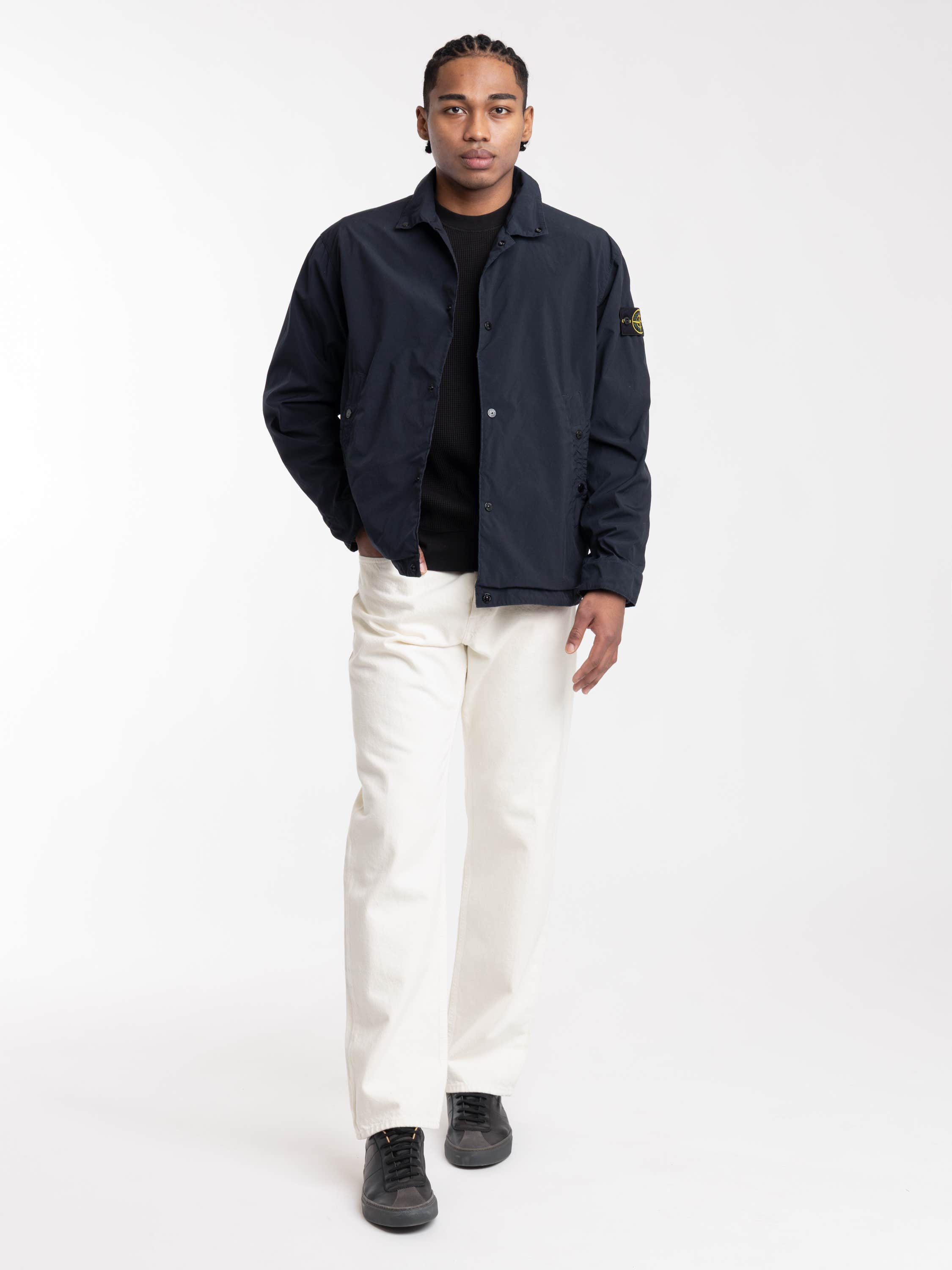 Navy Blue Light Compact Touch Poly-TC Coach Jacket with Anti-drop