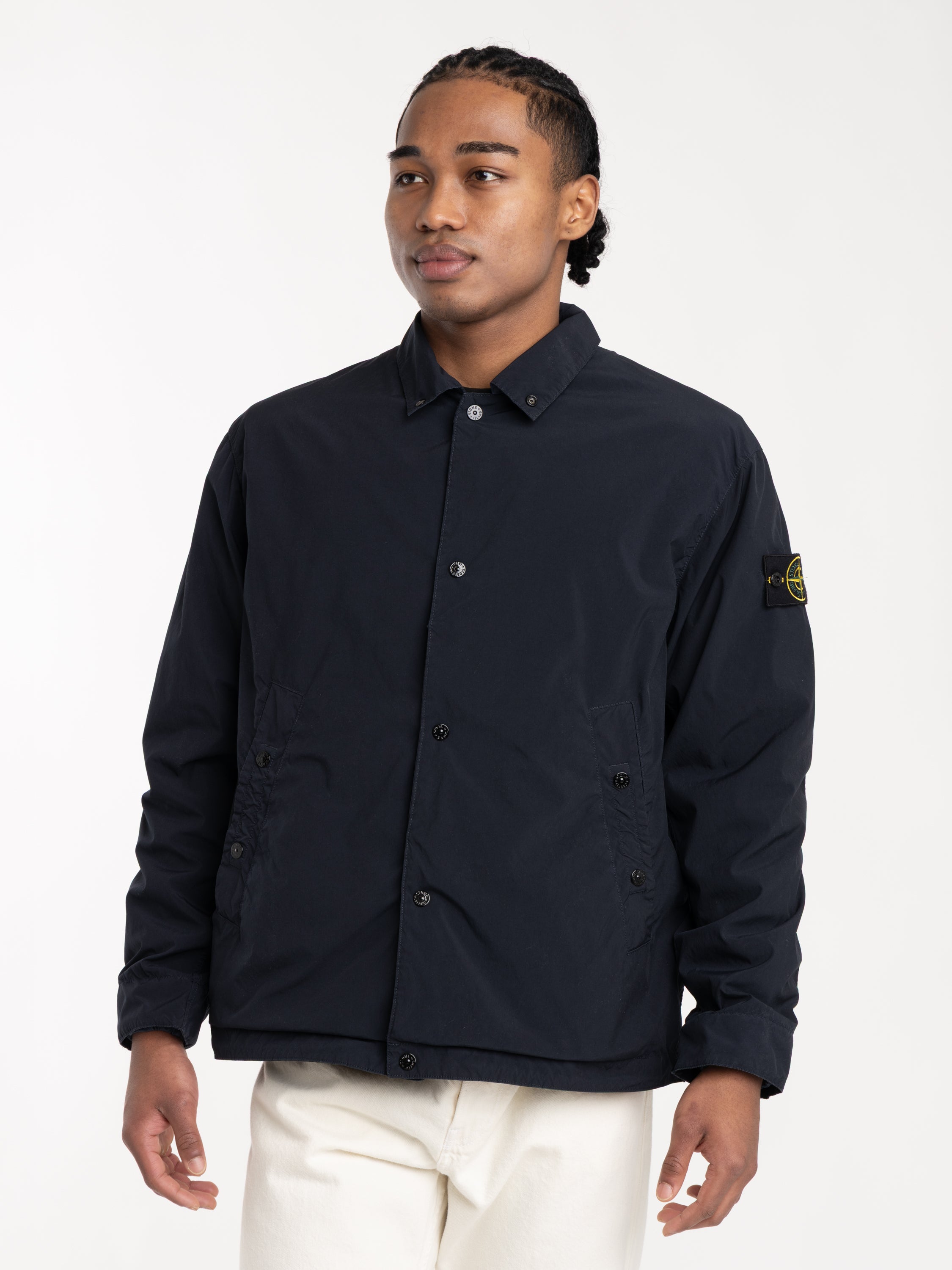 Navy Blue Light Compact Touch Poly-TC Coach Jacket with Anti-drop