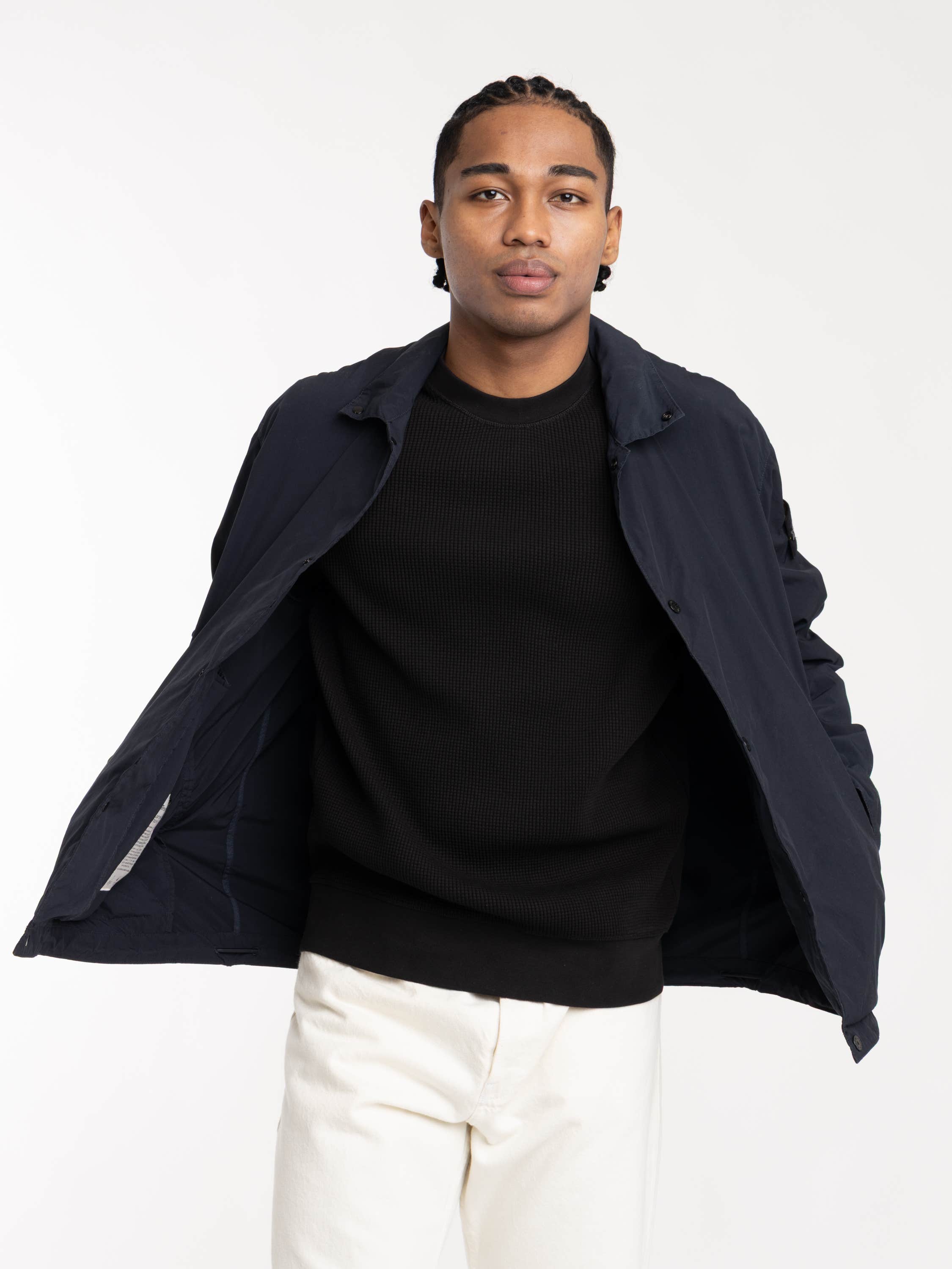 Navy Blue Light Compact Touch Poly-TC Coach Jacket with Anti-drop