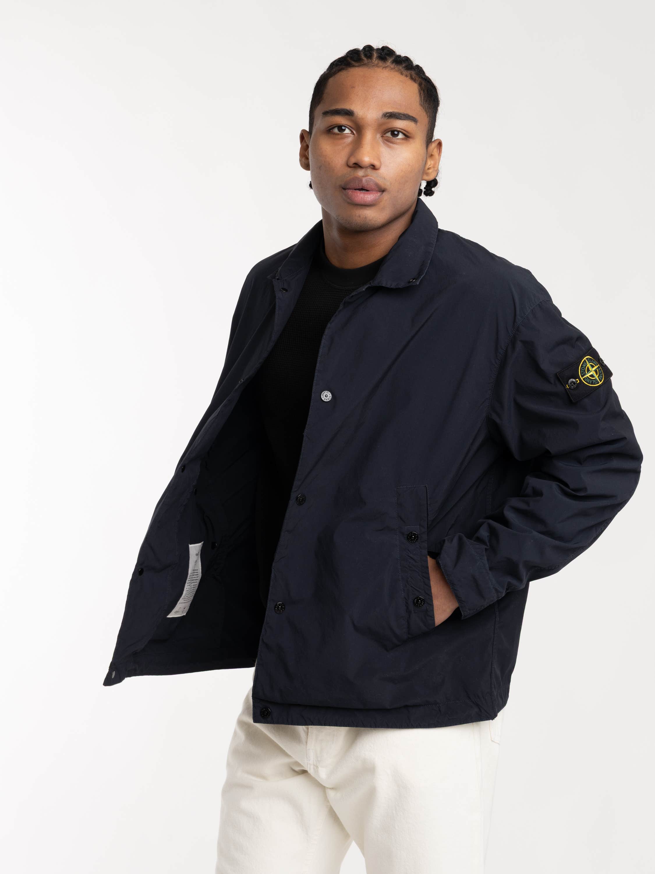 Navy Blue Light Compact Touch Poly-TC Coach Jacket with Anti-drop