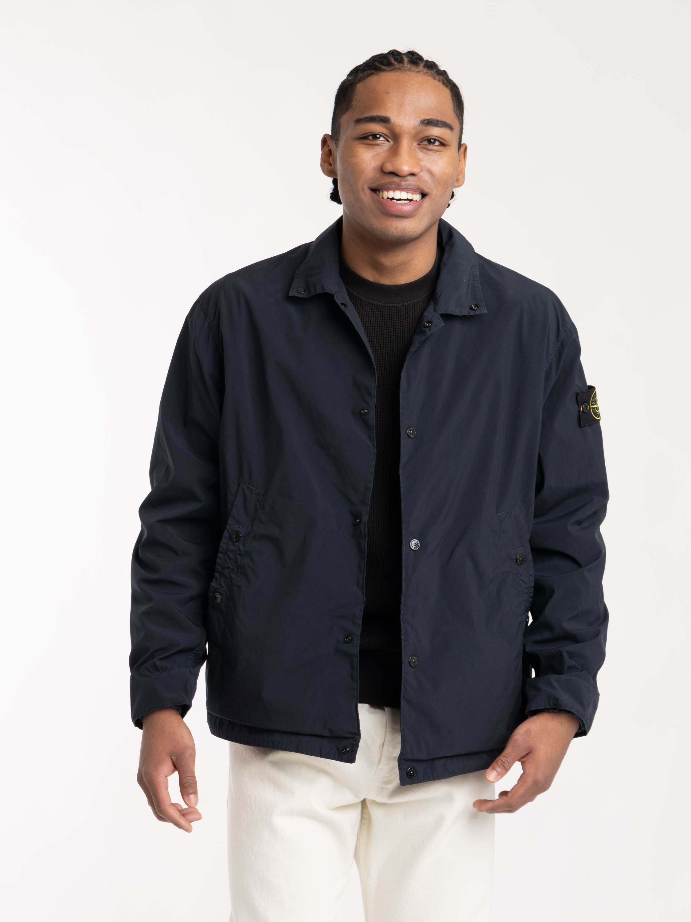 Navy Blue Light Compact Touch Poly-TC Coach Jacket with Anti-drop
