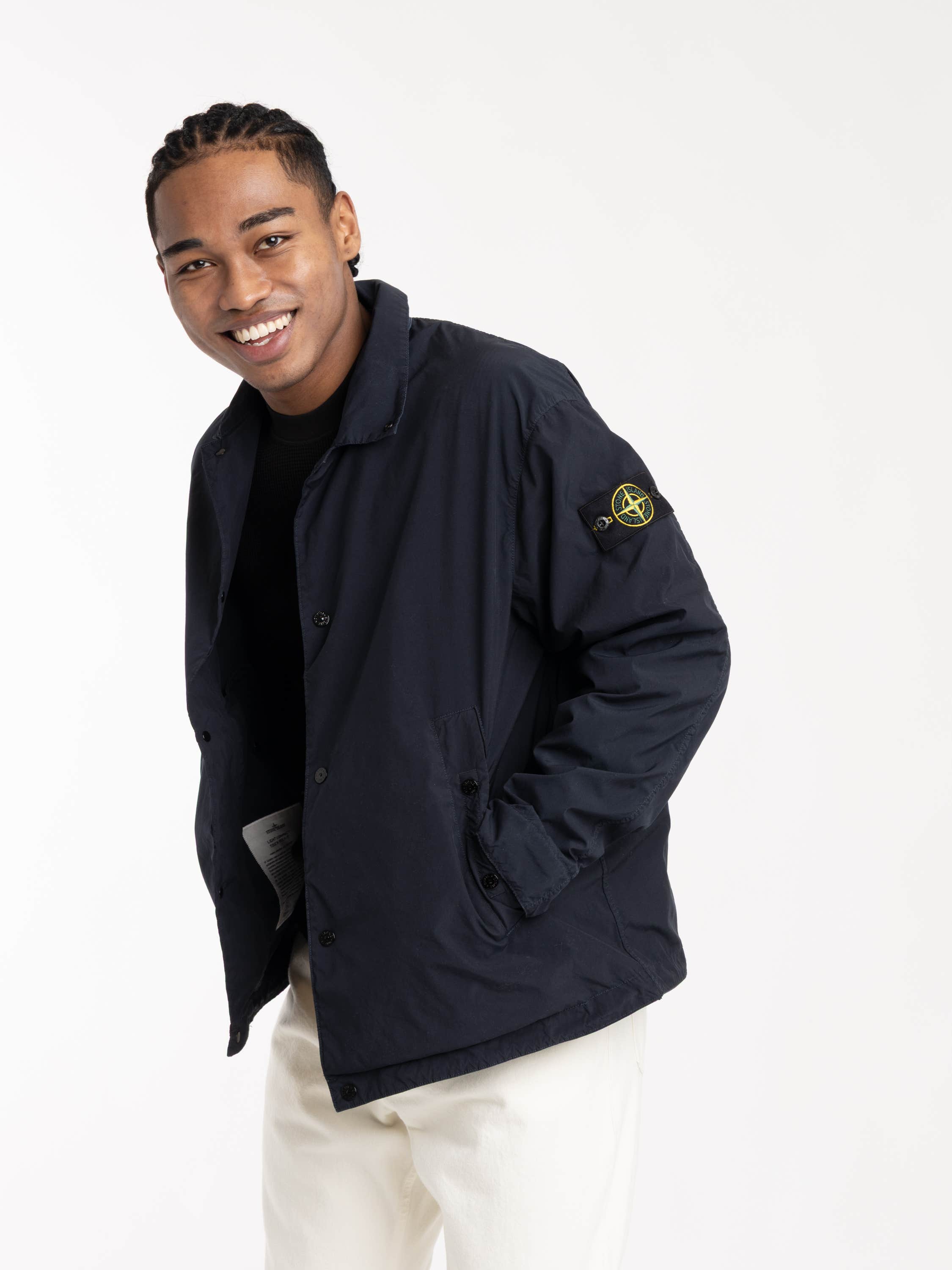 Navy Blue Light Compact Touch Poly-TC Coach Jacket with Anti-drop
