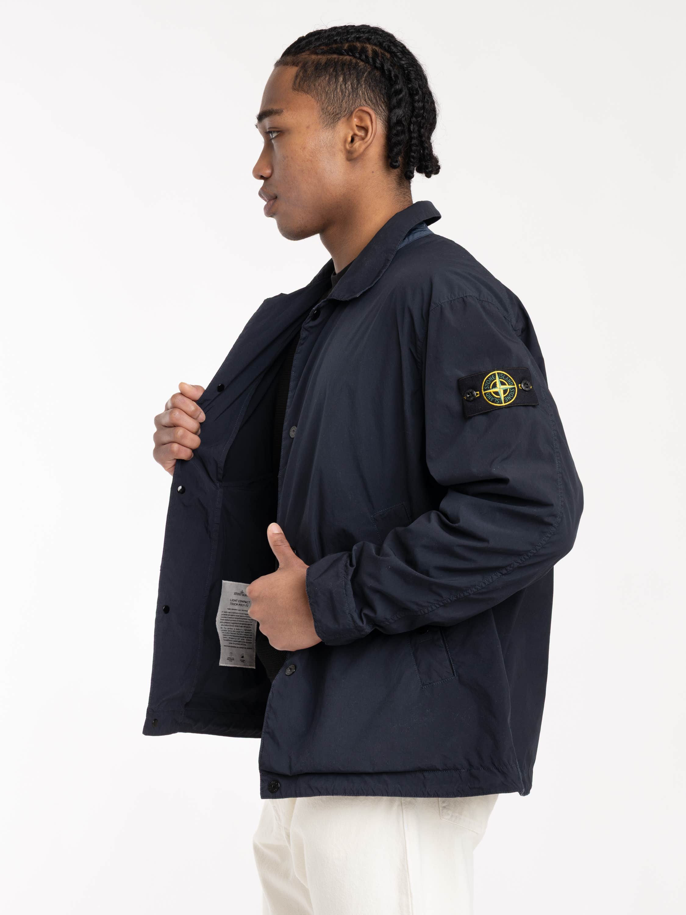 Navy Blue Light Compact Touch Poly-TC Coach Jacket with Anti-drop