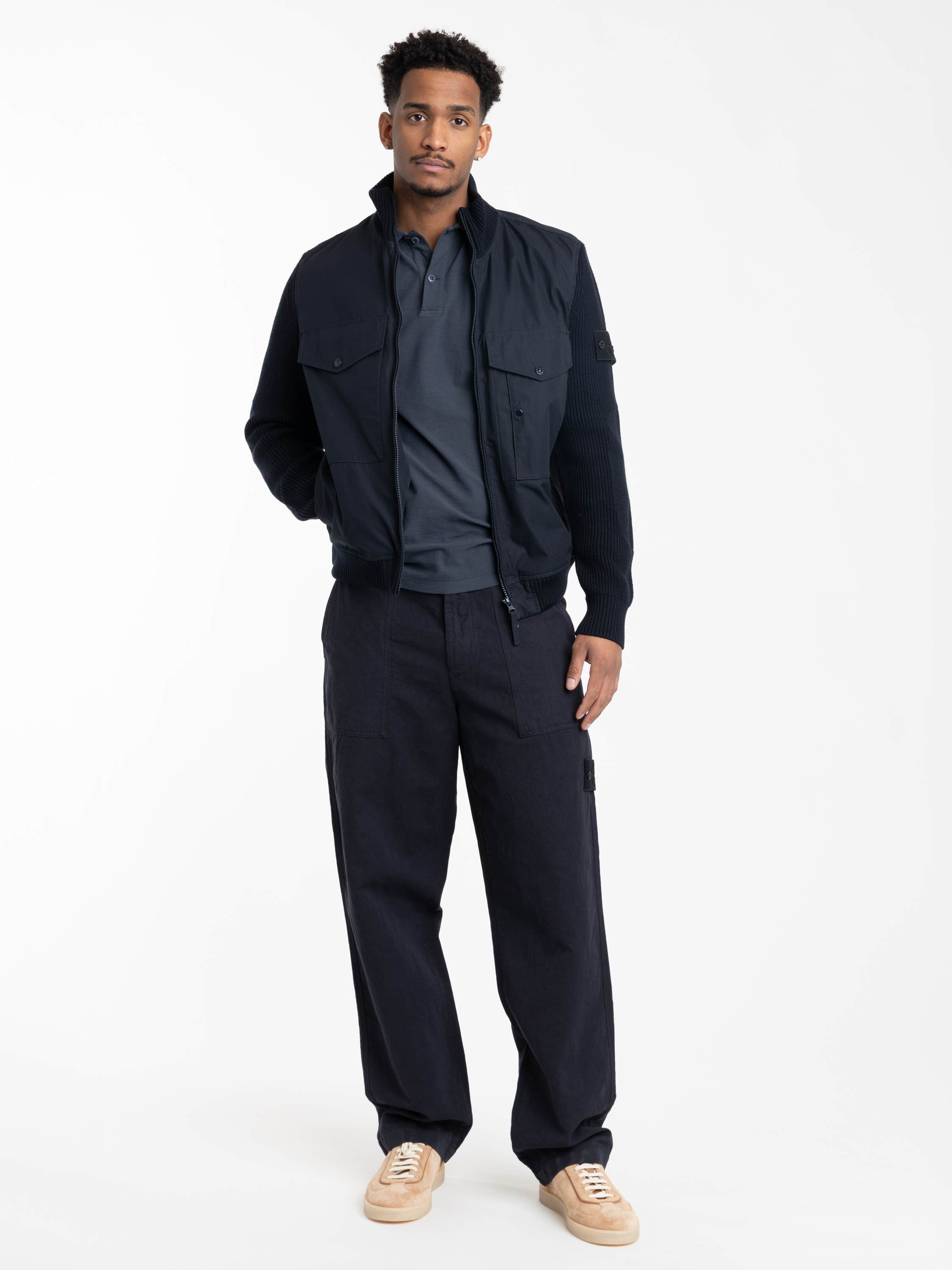 Navy Blue Panelled Jacket