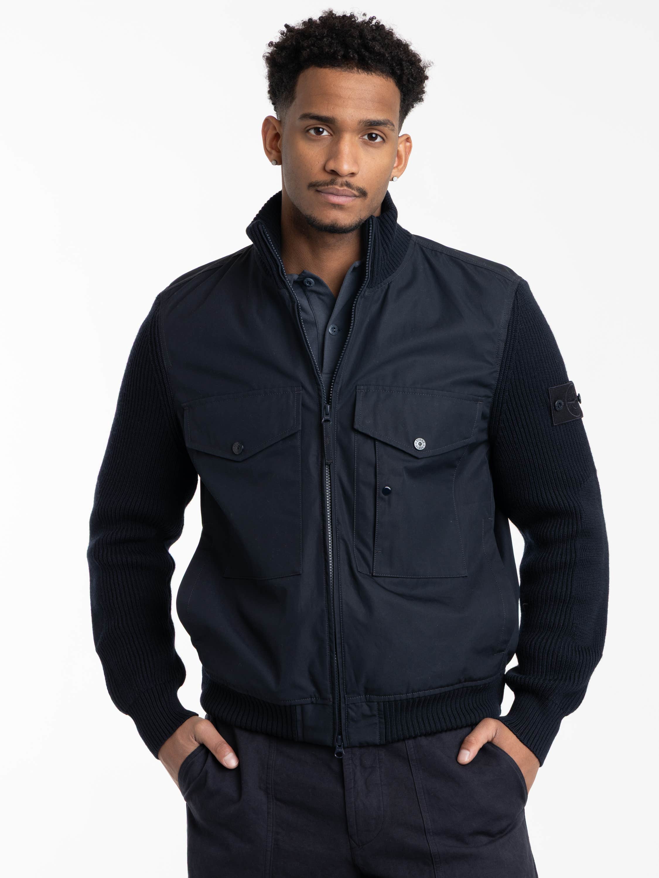 Navy Blue Panelled Jacket