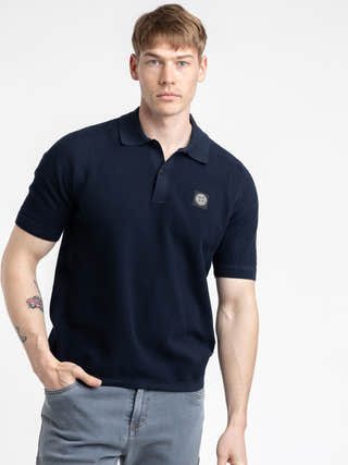 Stone Island Navy Polo Cotton Shirt