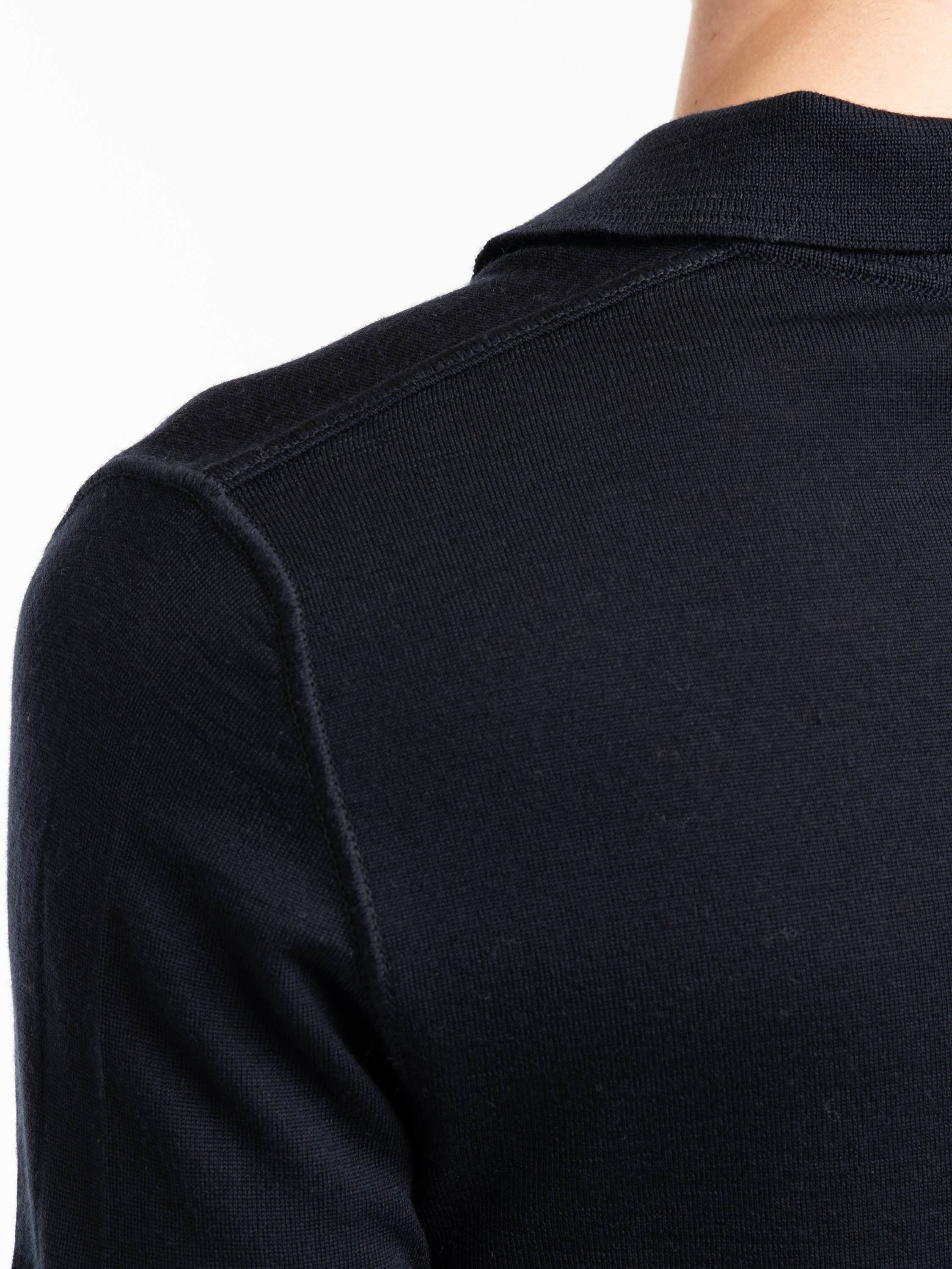 Navy Pure Light RWS Wool Ghost Polo Jumper