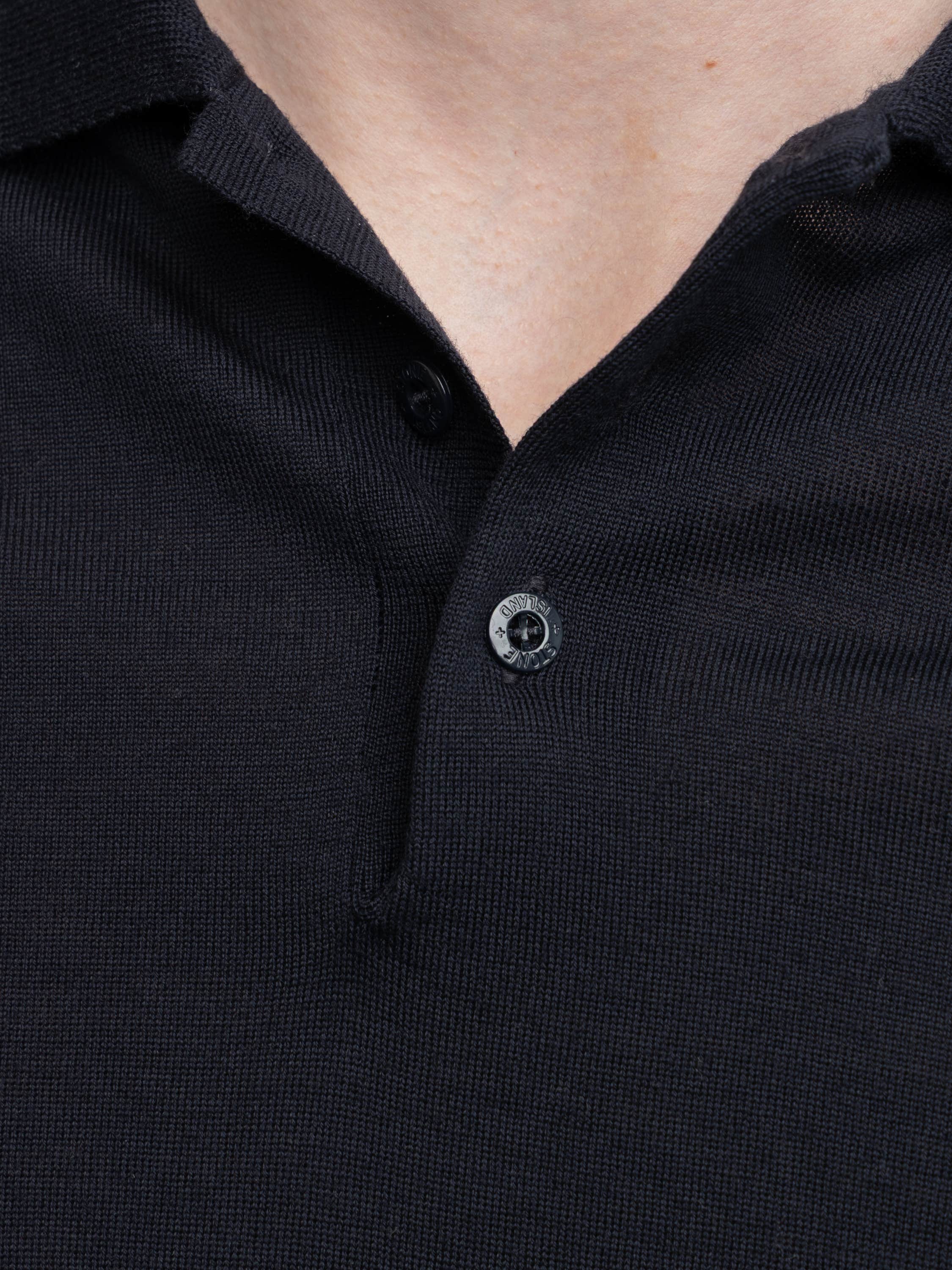 Navy Pure Light RWS Wool Ghost Polo Jumper