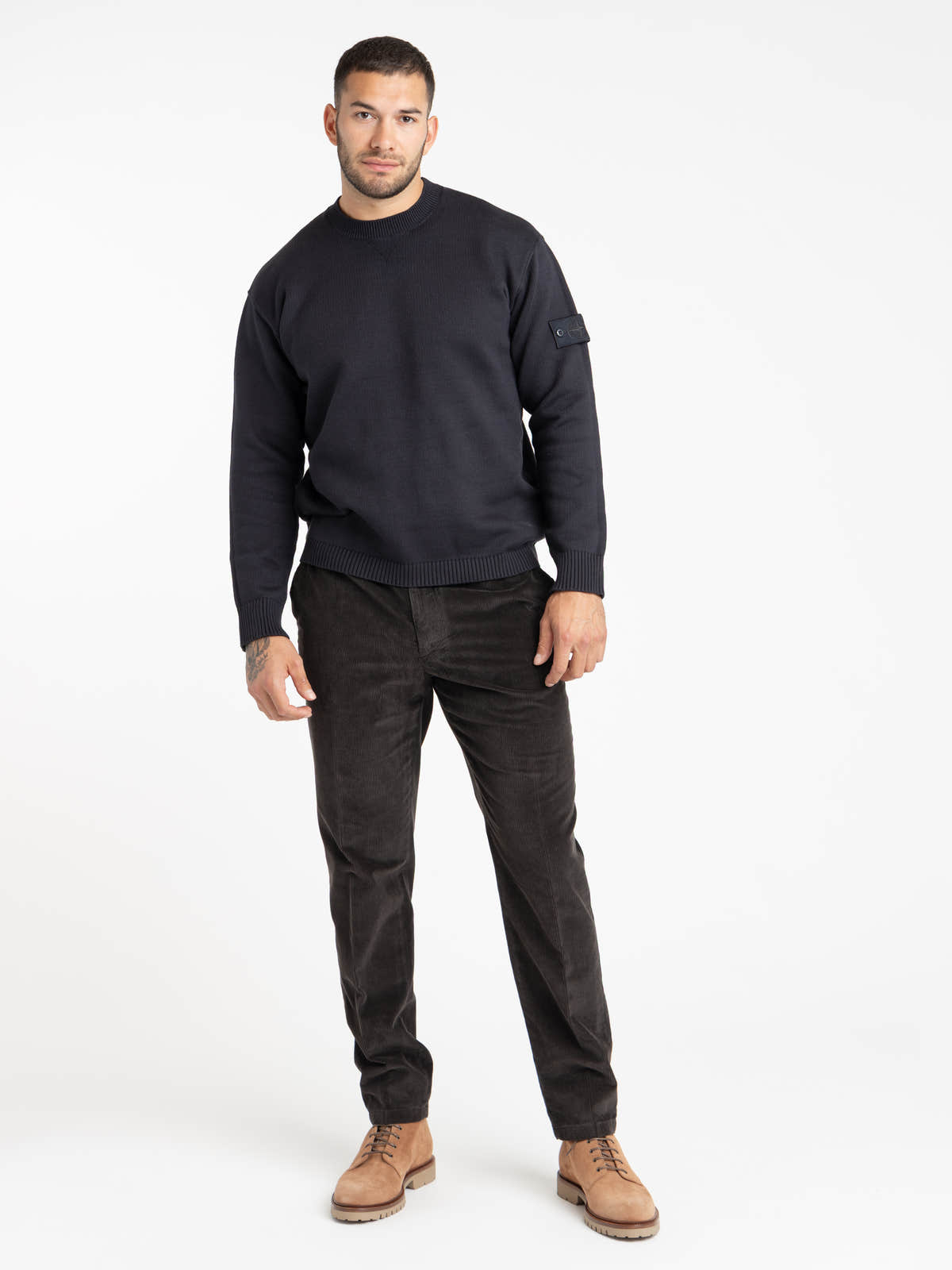 Navy Winter Cotton Ghost Crew-Neck Sweater