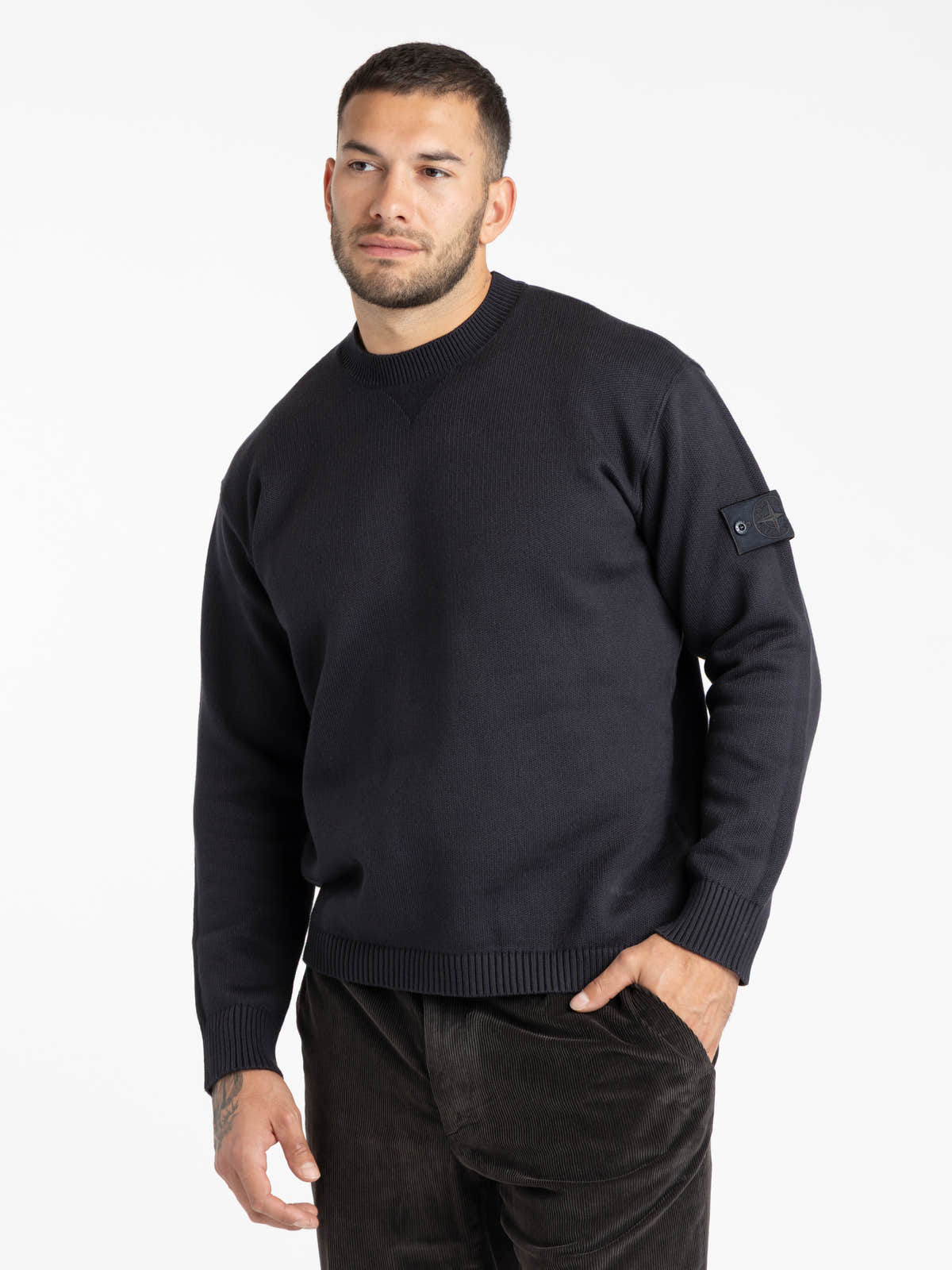 Navy Winter Cotton Ghost Crew-Neck Sweater