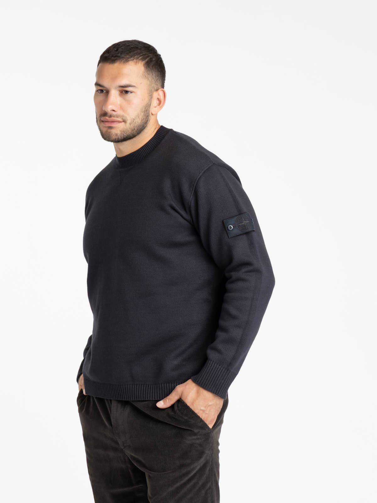 Navy Winter Cotton Ghost Crew-Neck Sweater