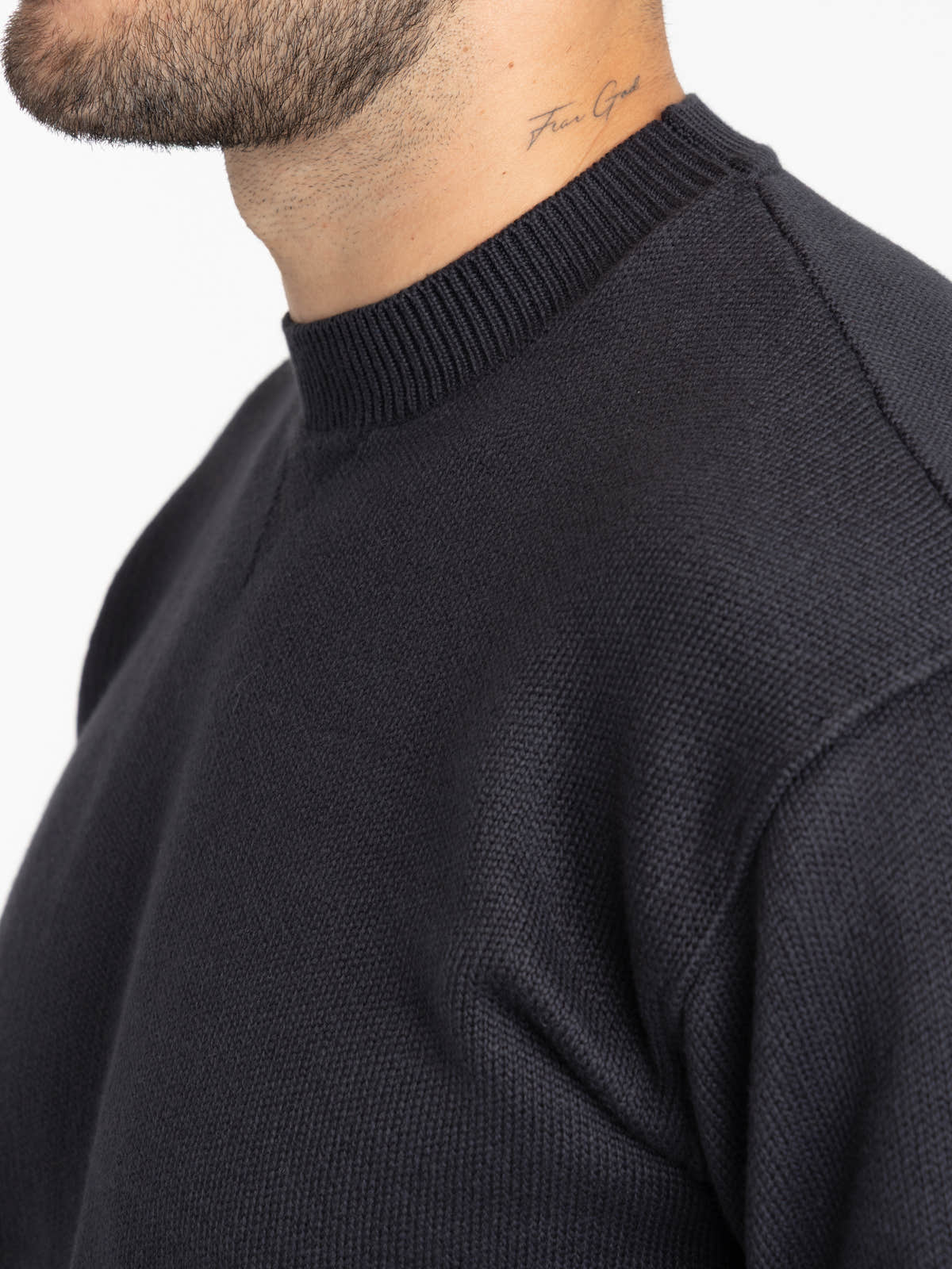 Navy Winter Cotton Ghost Crew-Neck Sweater