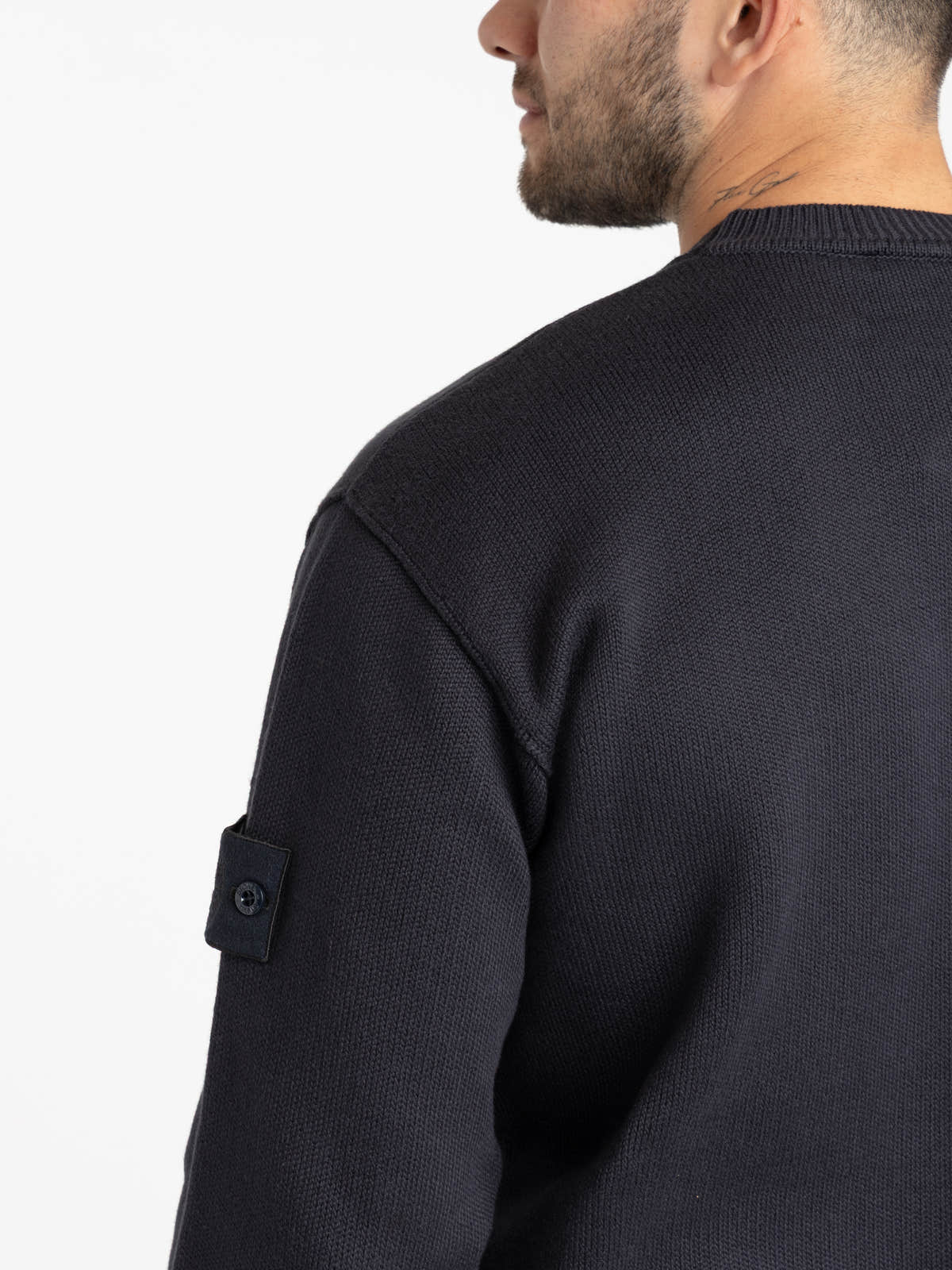 Navy Winter Cotton Ghost Crew-Neck Sweater