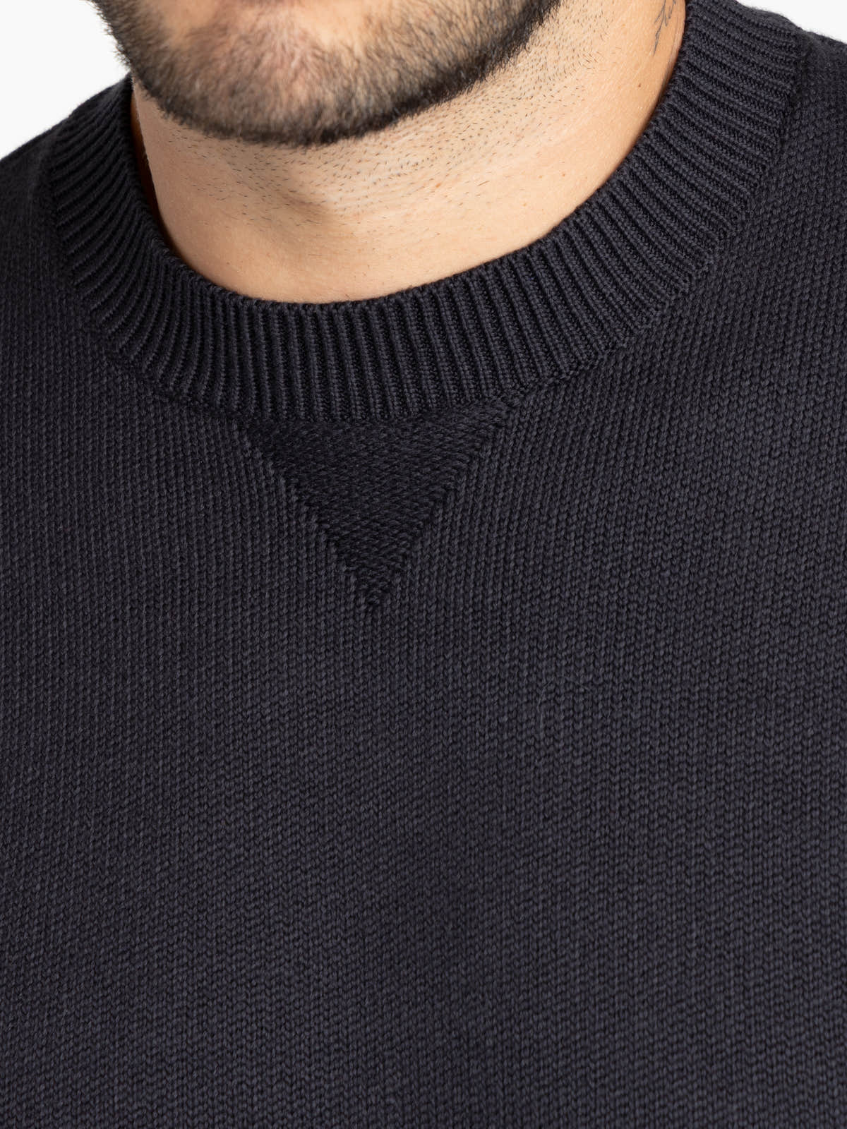 Navy Winter Cotton Ghost Crew-Neck Sweater