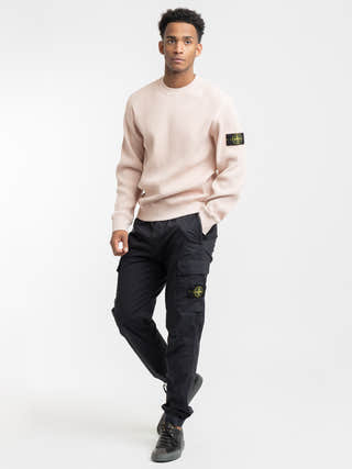 Stone Island Organic Cotton Waffle Fleece Crewneck Sweatshirt In Pink
