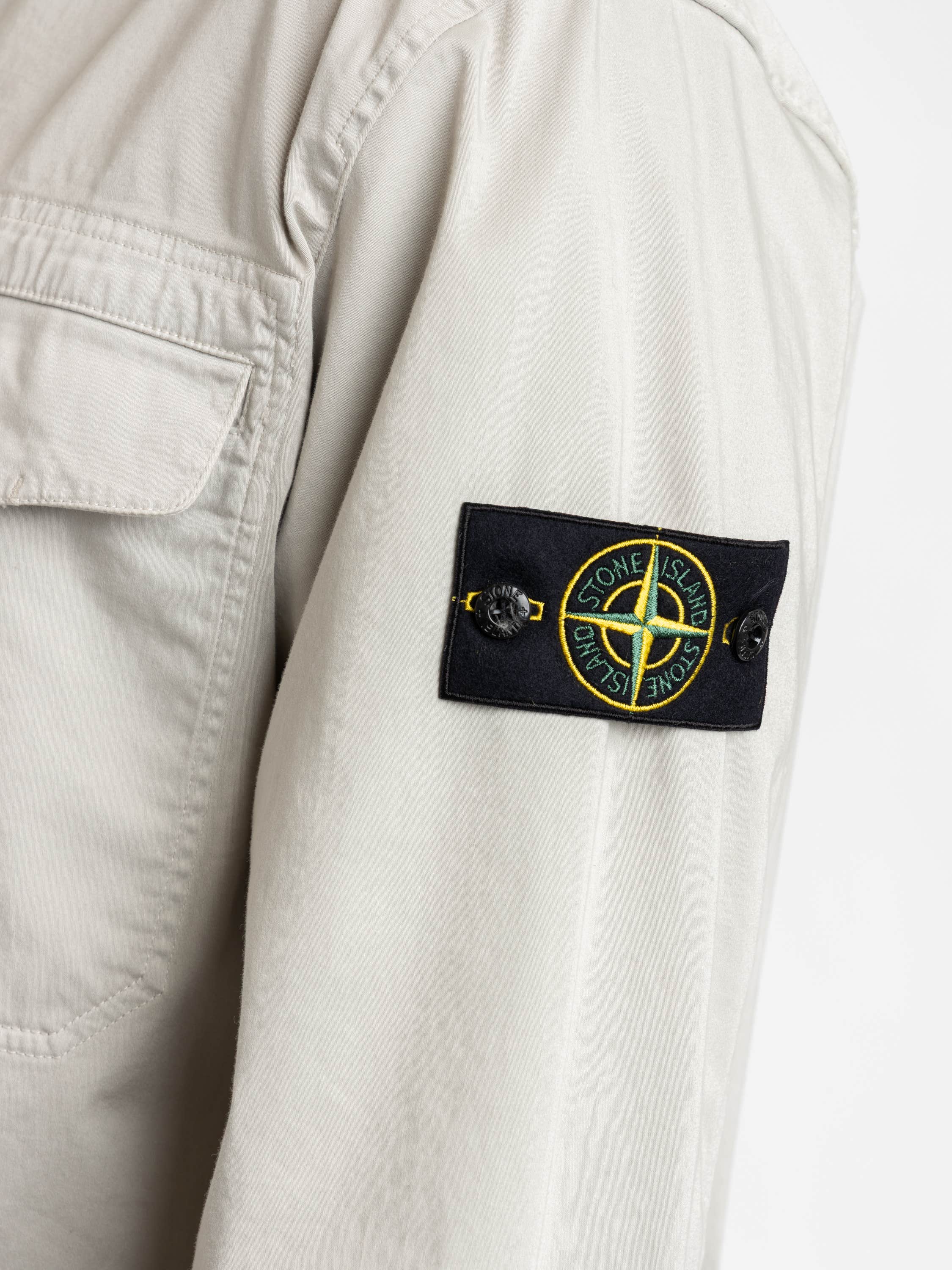 Pearl Grey Stretch Organic Cotton Satin Overshirt