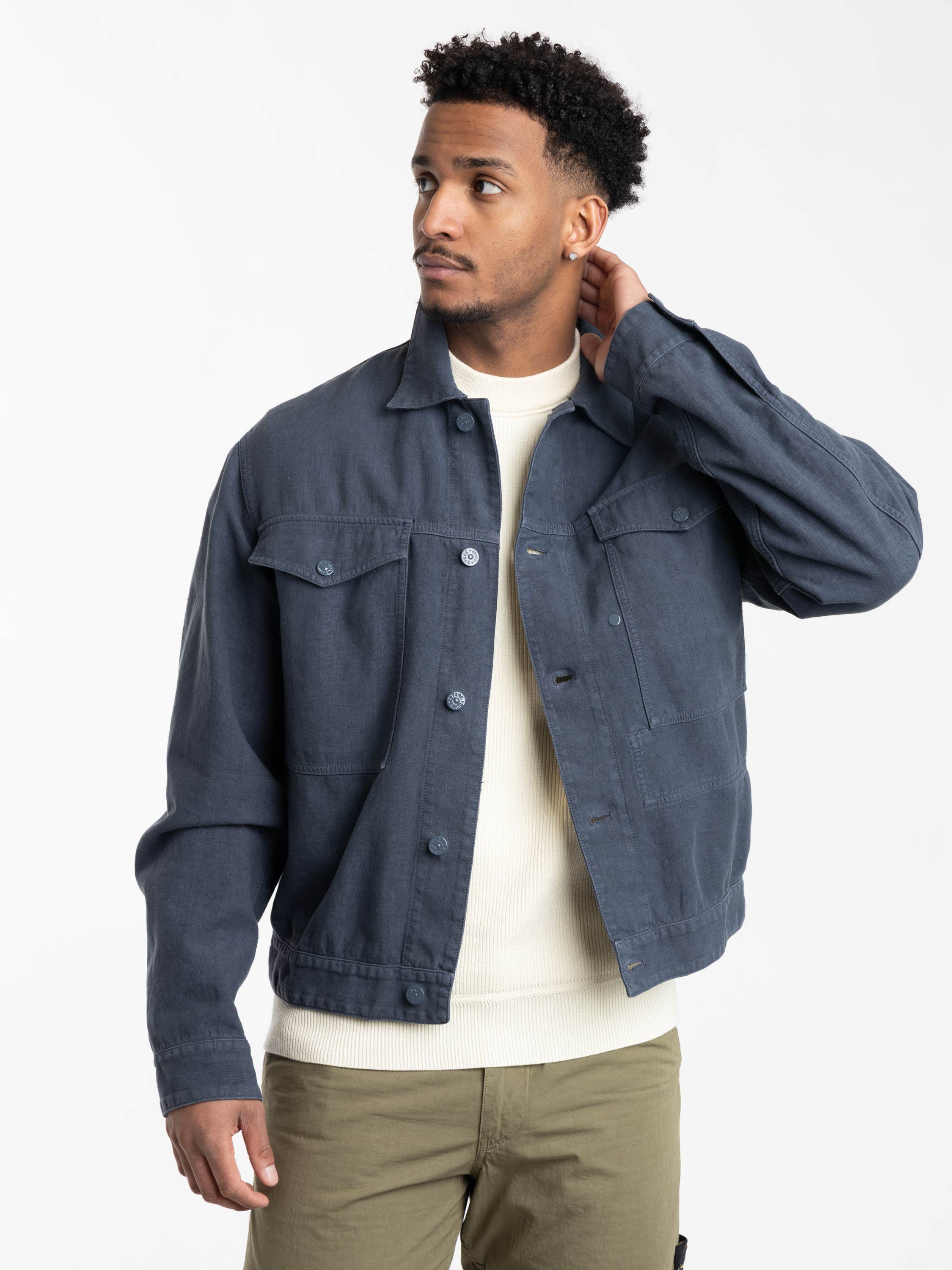 Slate Blue Bonded Linen TC S.I. Ghost Coach Jacket