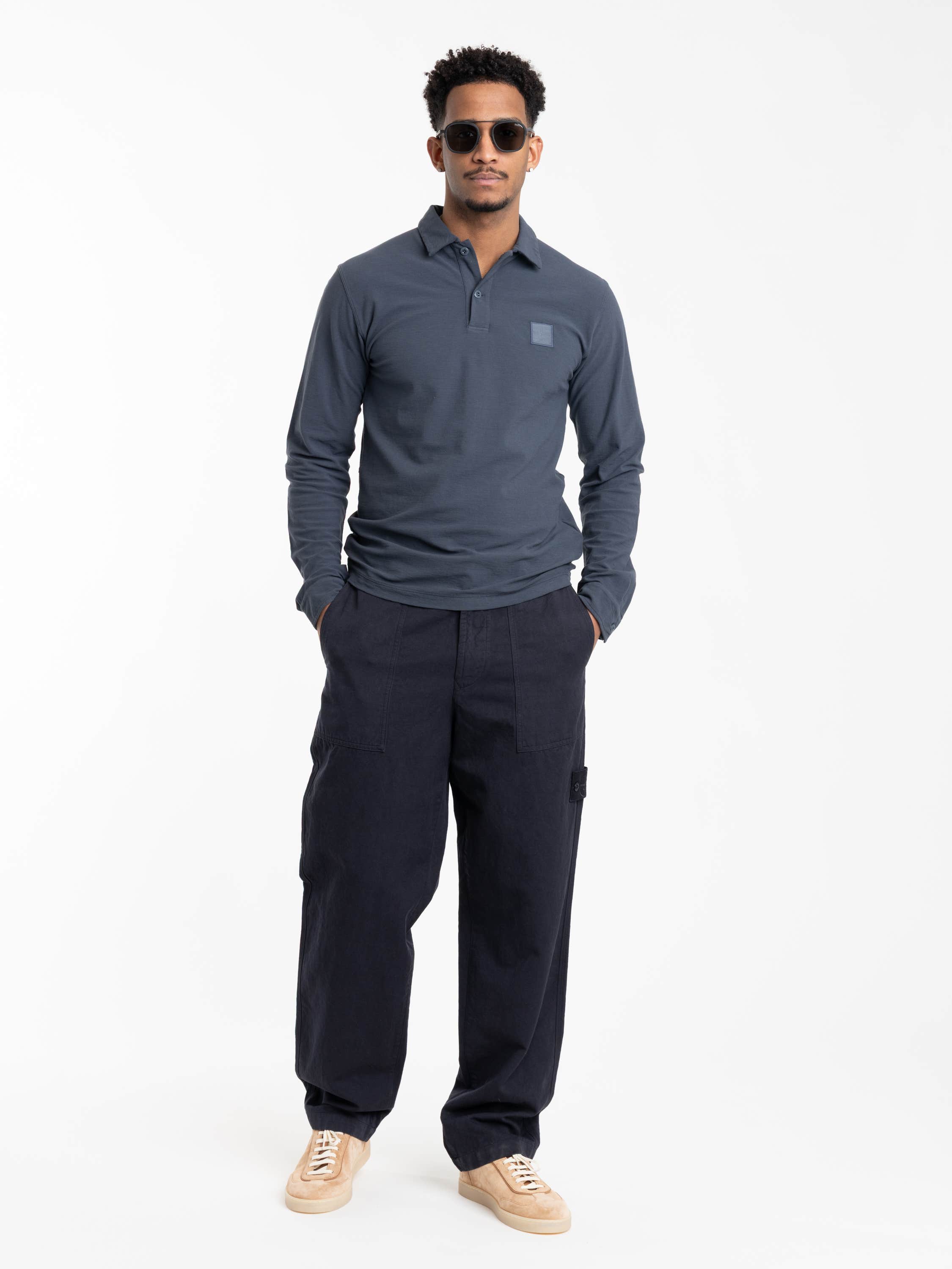 Slate Blue Cotton Linen Canvas S.I. Ghost Fatigue Pants