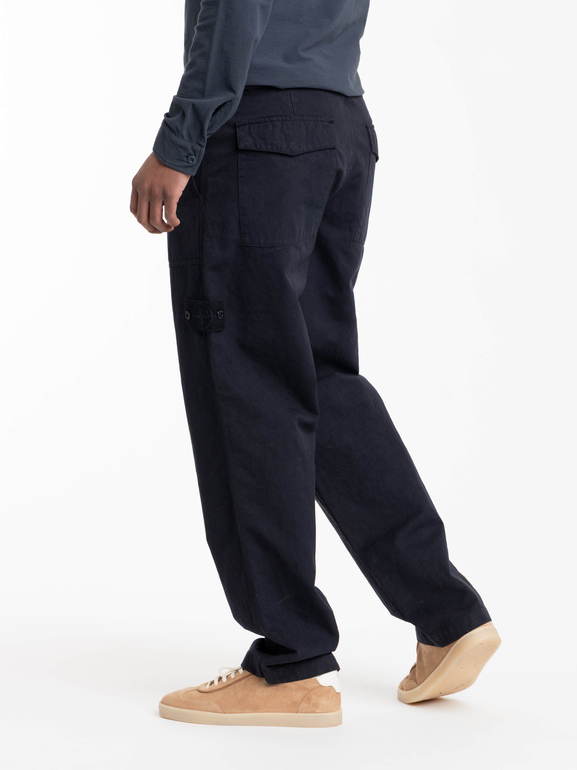 Slate Blue Cotton Linen Canvas S.I. Ghost Fatigue Pants