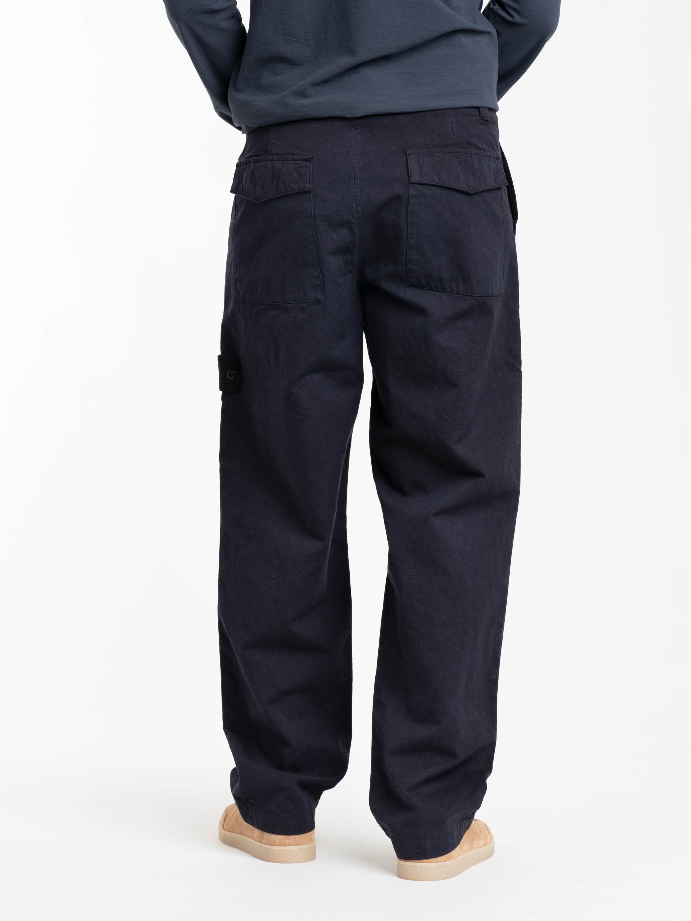 Slate Blue Cotton Linen Canvas S.I. Ghost Fatigue Pants