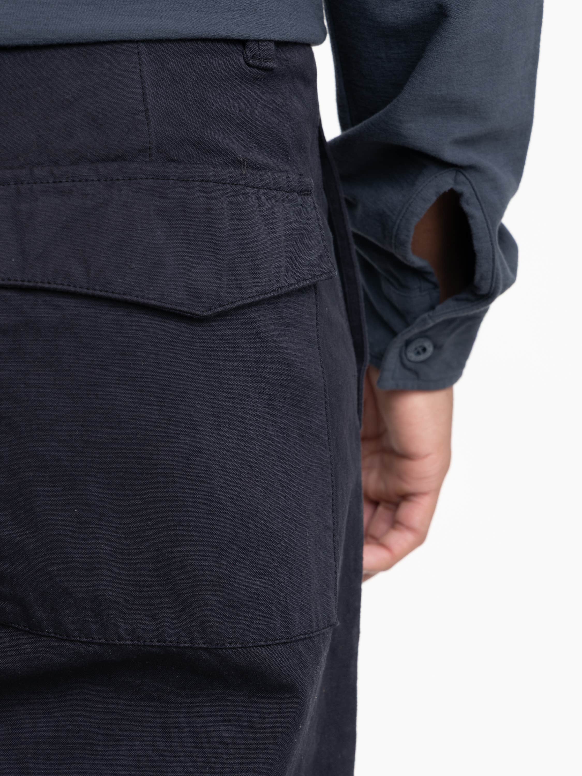 Slate Blue Cotton Linen Canvas S.I. Ghost Fatigue Pants