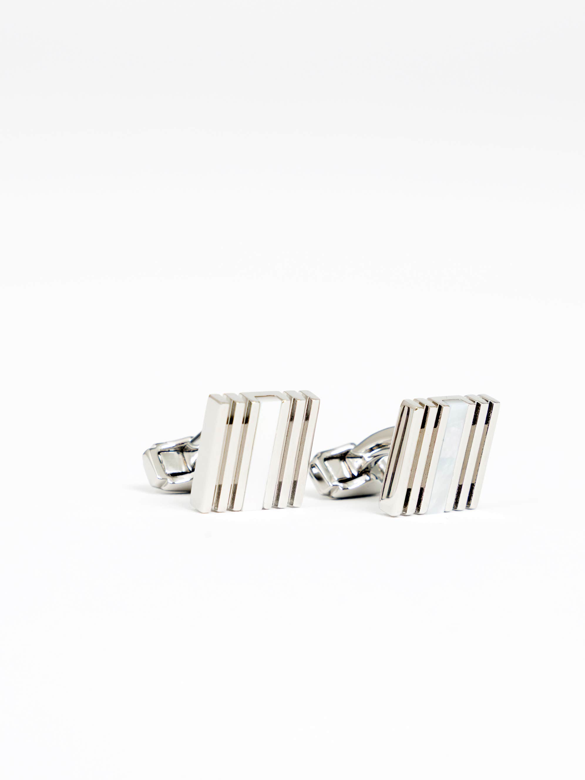 Thompson Summer Stripes Cufflinks With White Mother of Pearl