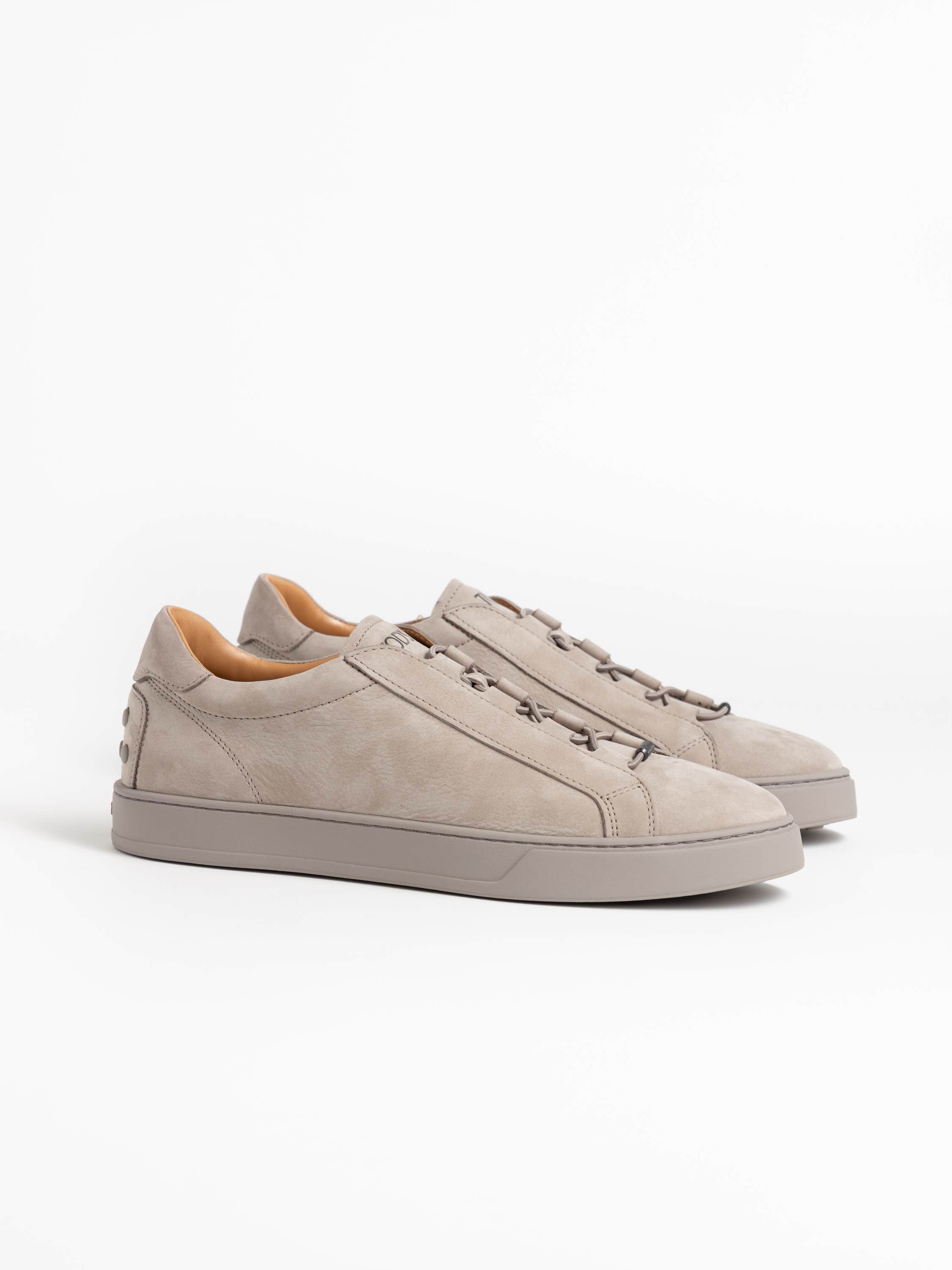 Grey Nubuck Low-Top Sneakers