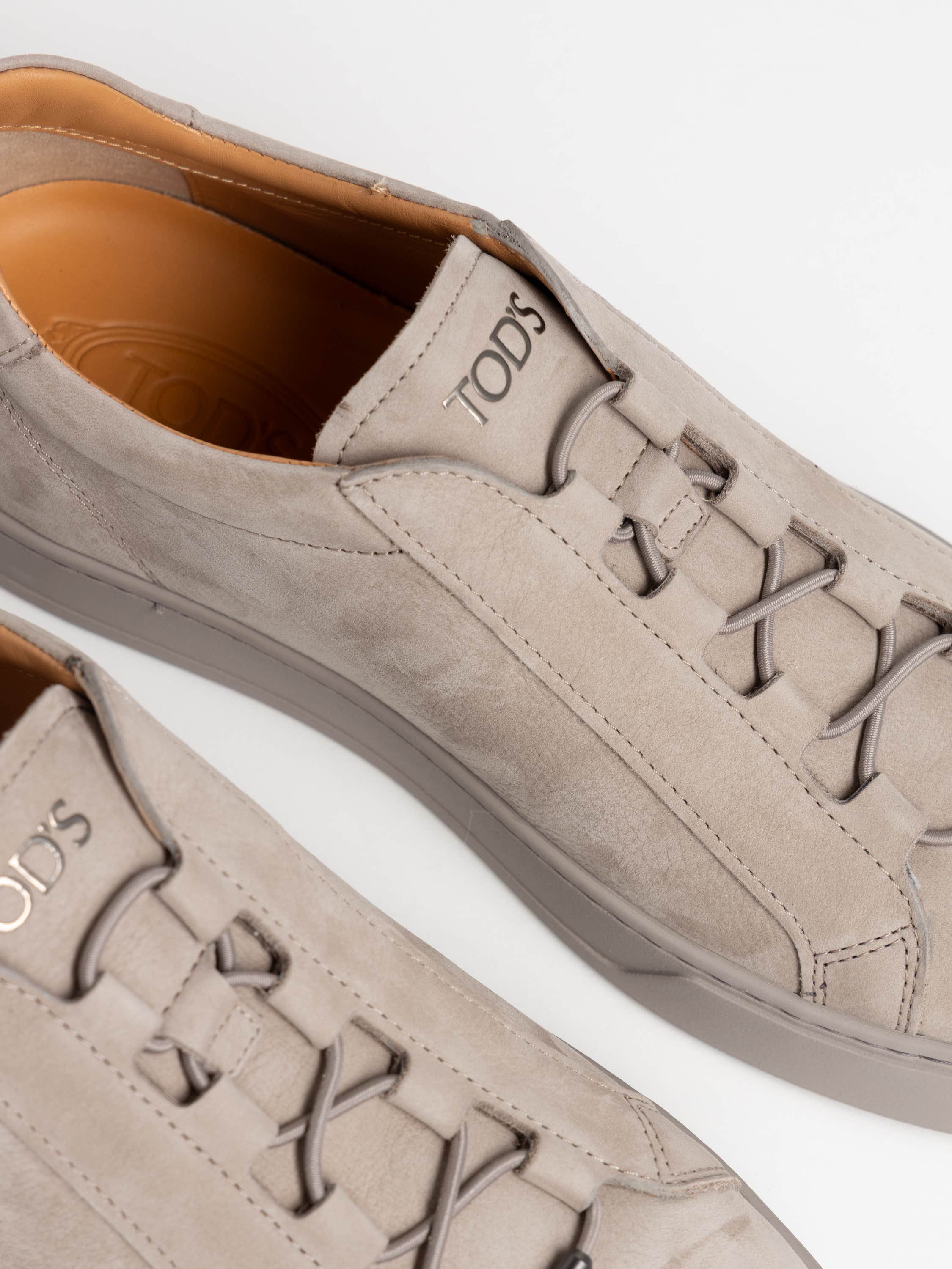 Grey Nubuck Low-Top Sneakers
