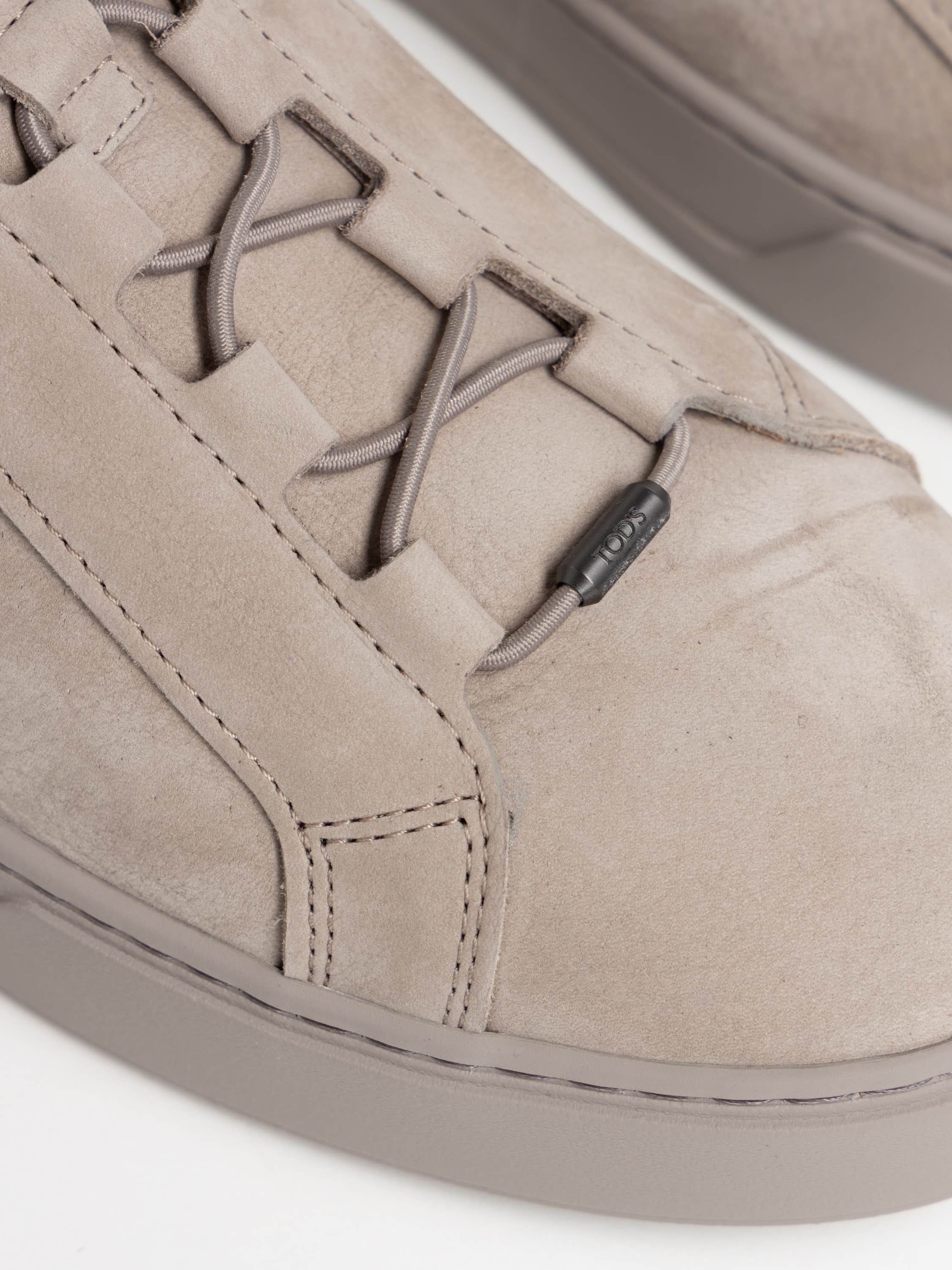 Grey Nubuck Low-Top Sneakers