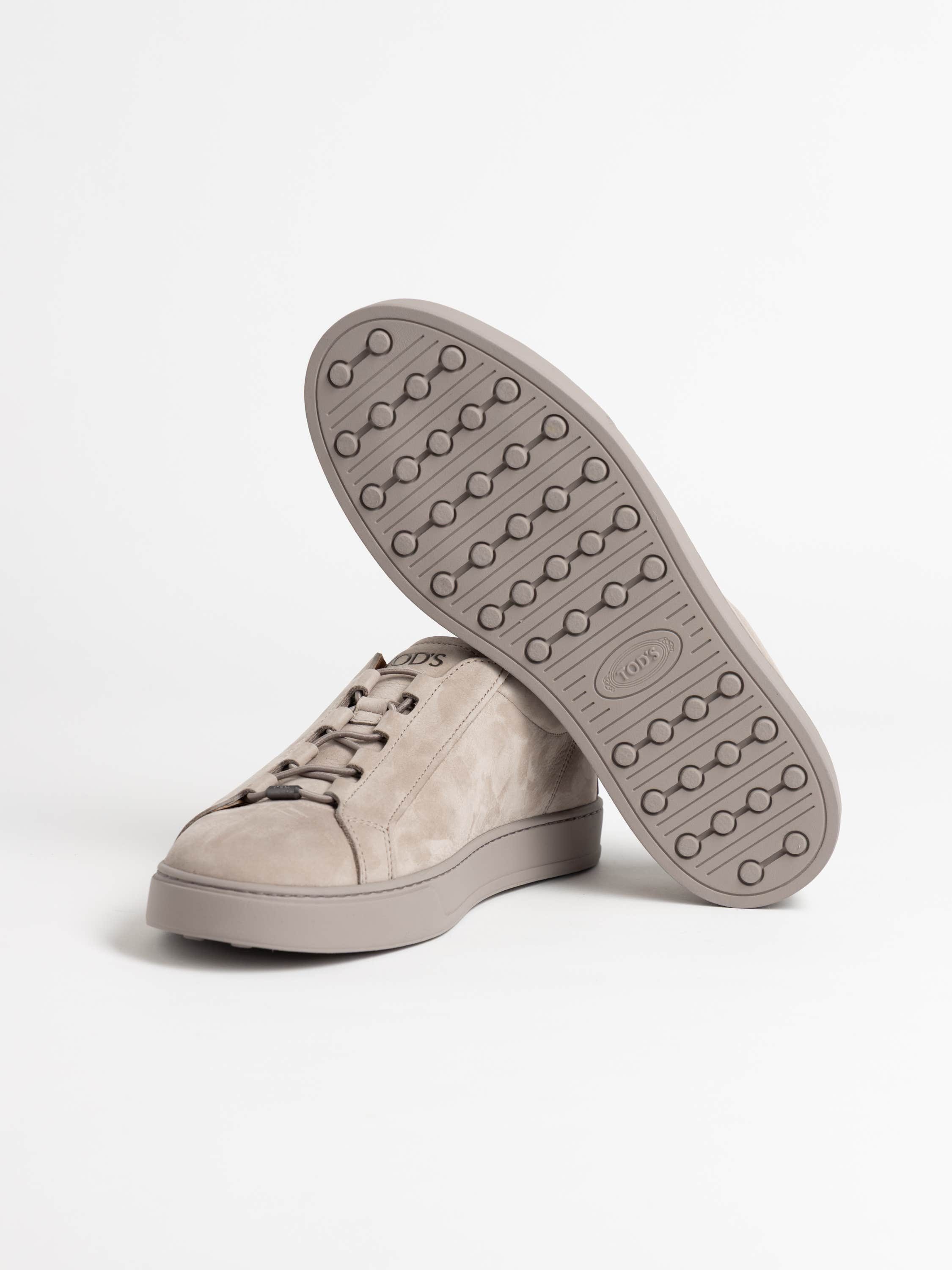 Grey Nubuck Low-Top Sneakers