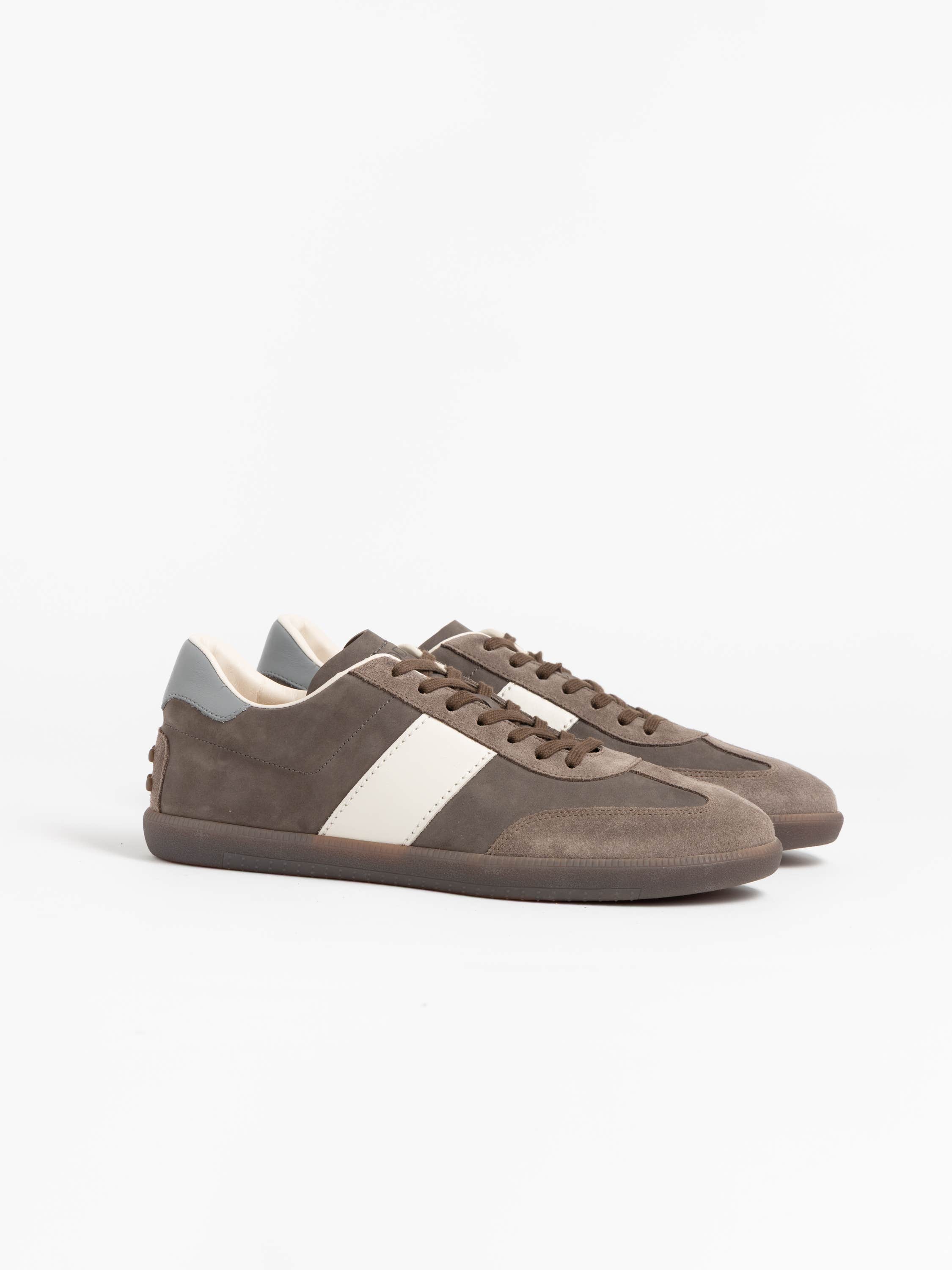 Loam Brown Tabs Stripe Panelled Sneakers