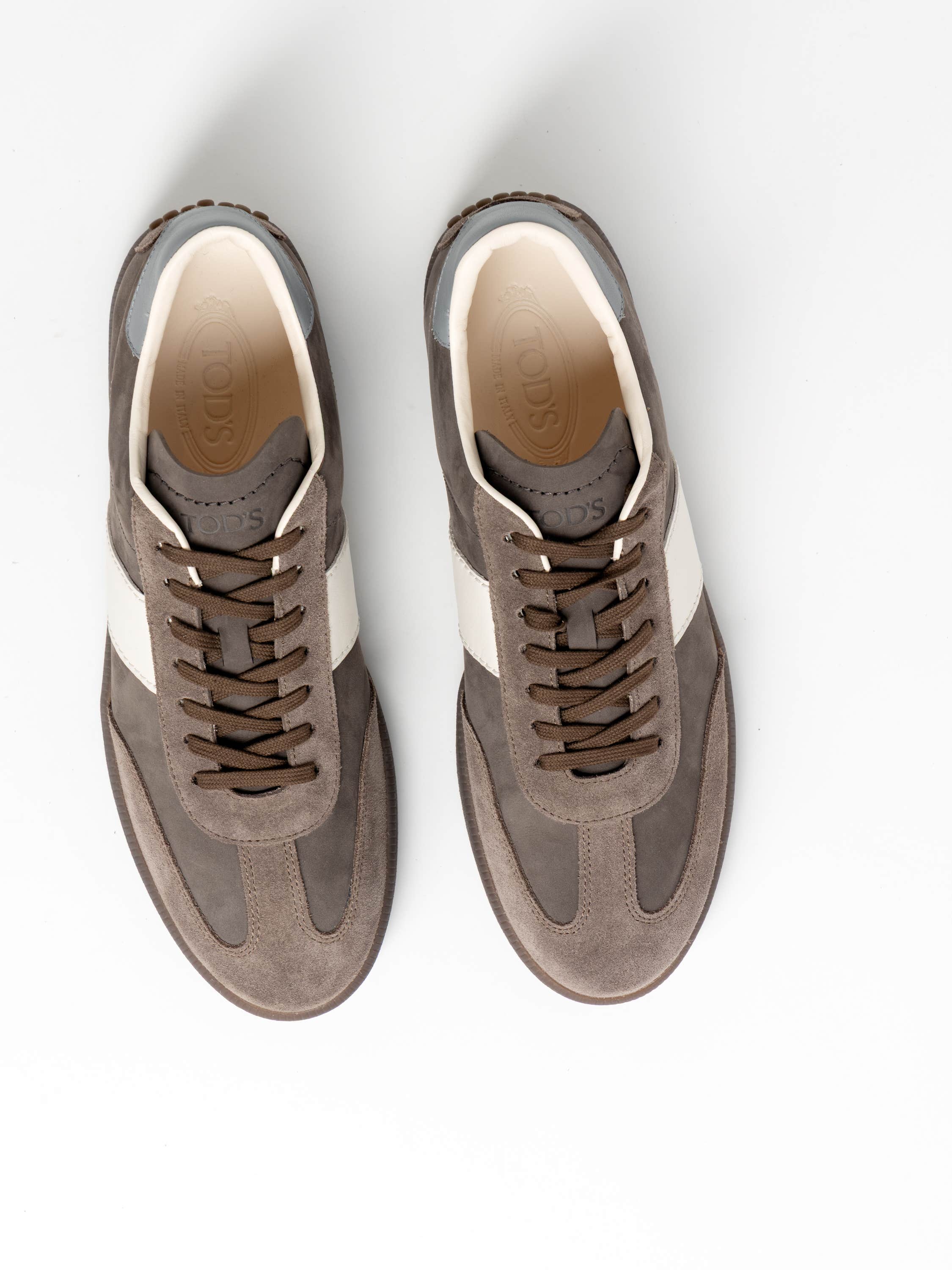 Loam Brown Tabs Stripe Panelled Sneakers