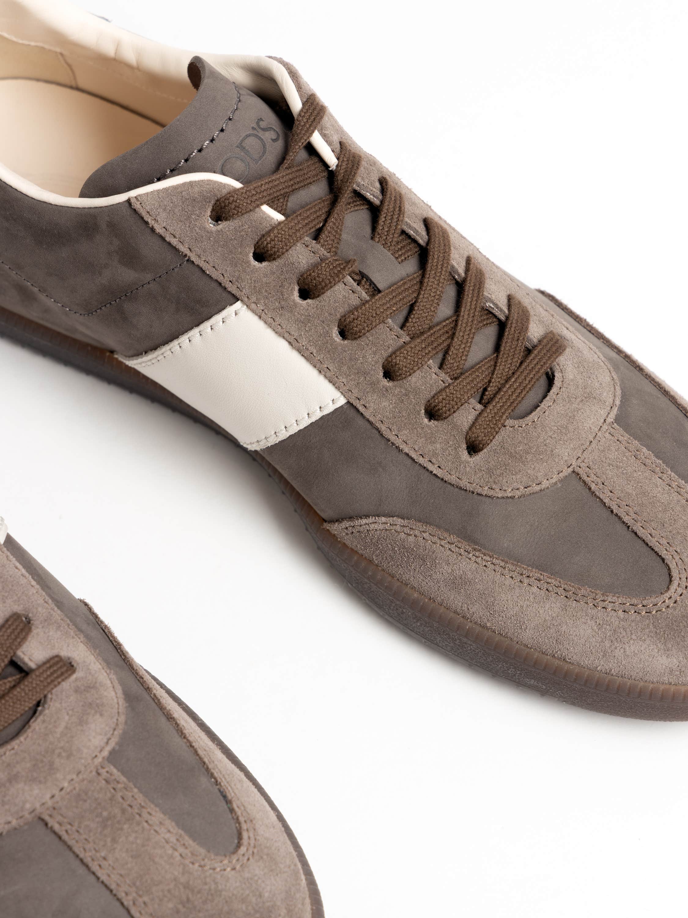 Loam Brown Tabs Stripe Panelled Sneakers