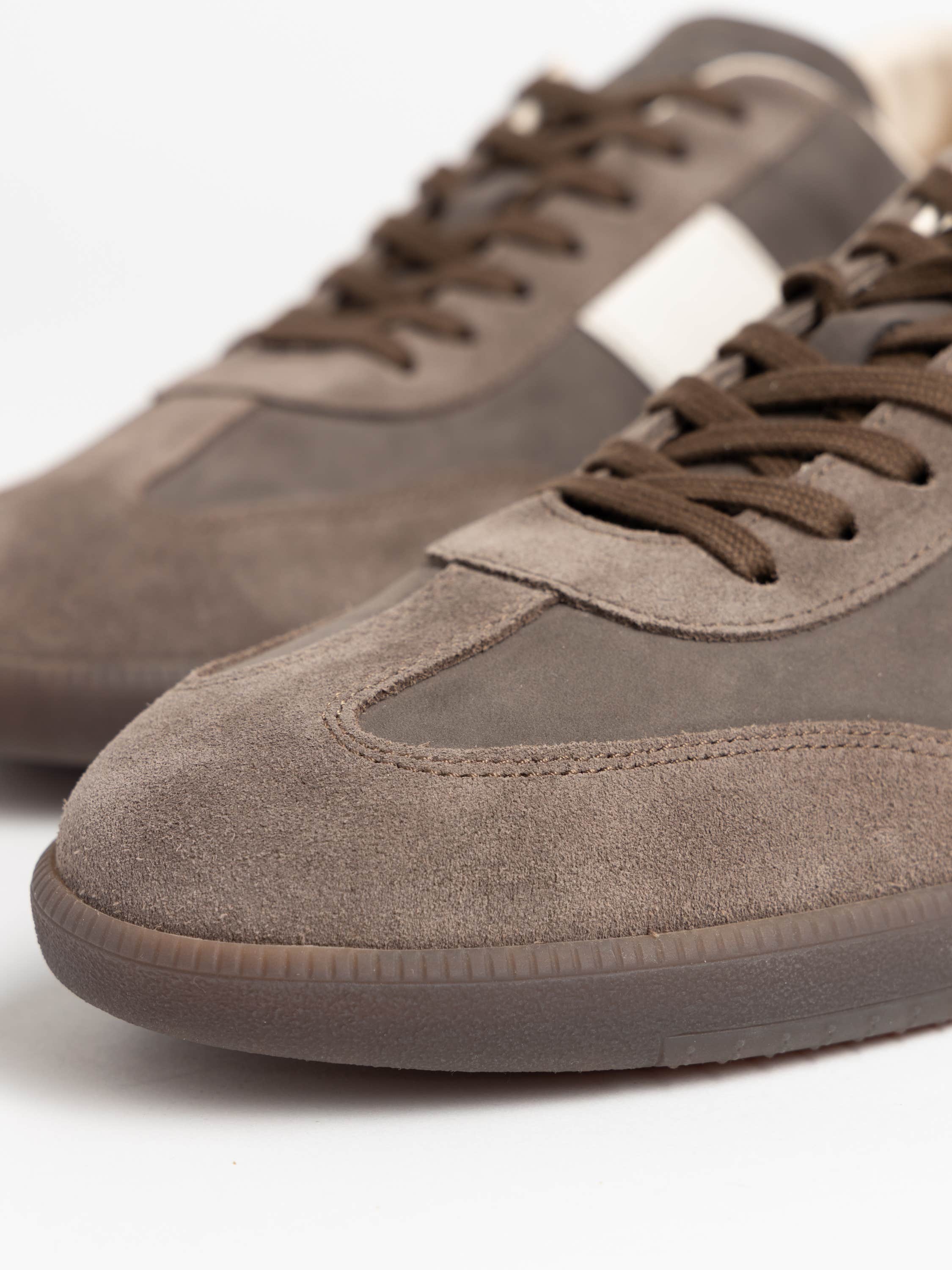 Loam Brown Tabs Stripe Panelled Sneakers