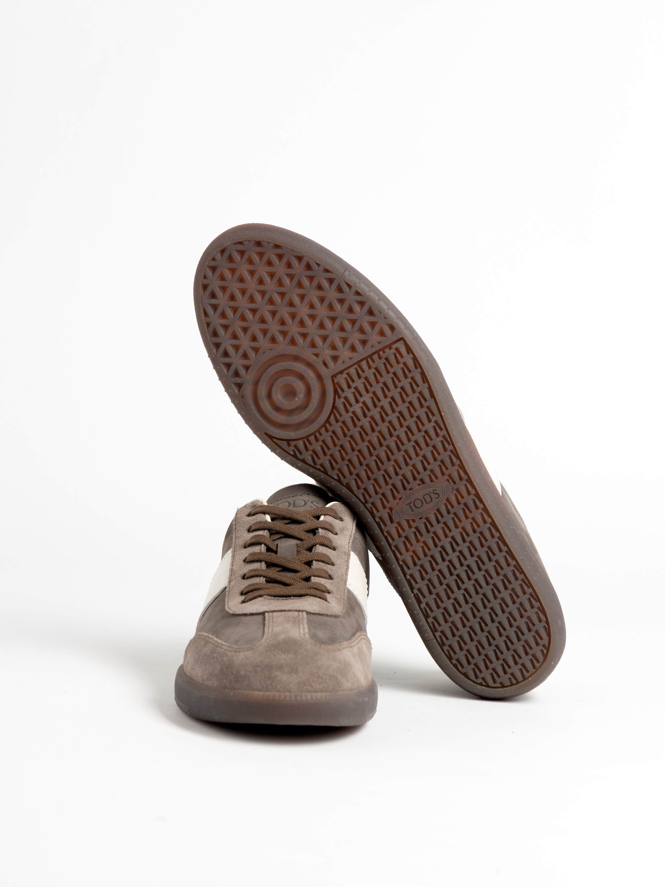 Loam Brown Tabs Stripe Panelled Sneakers