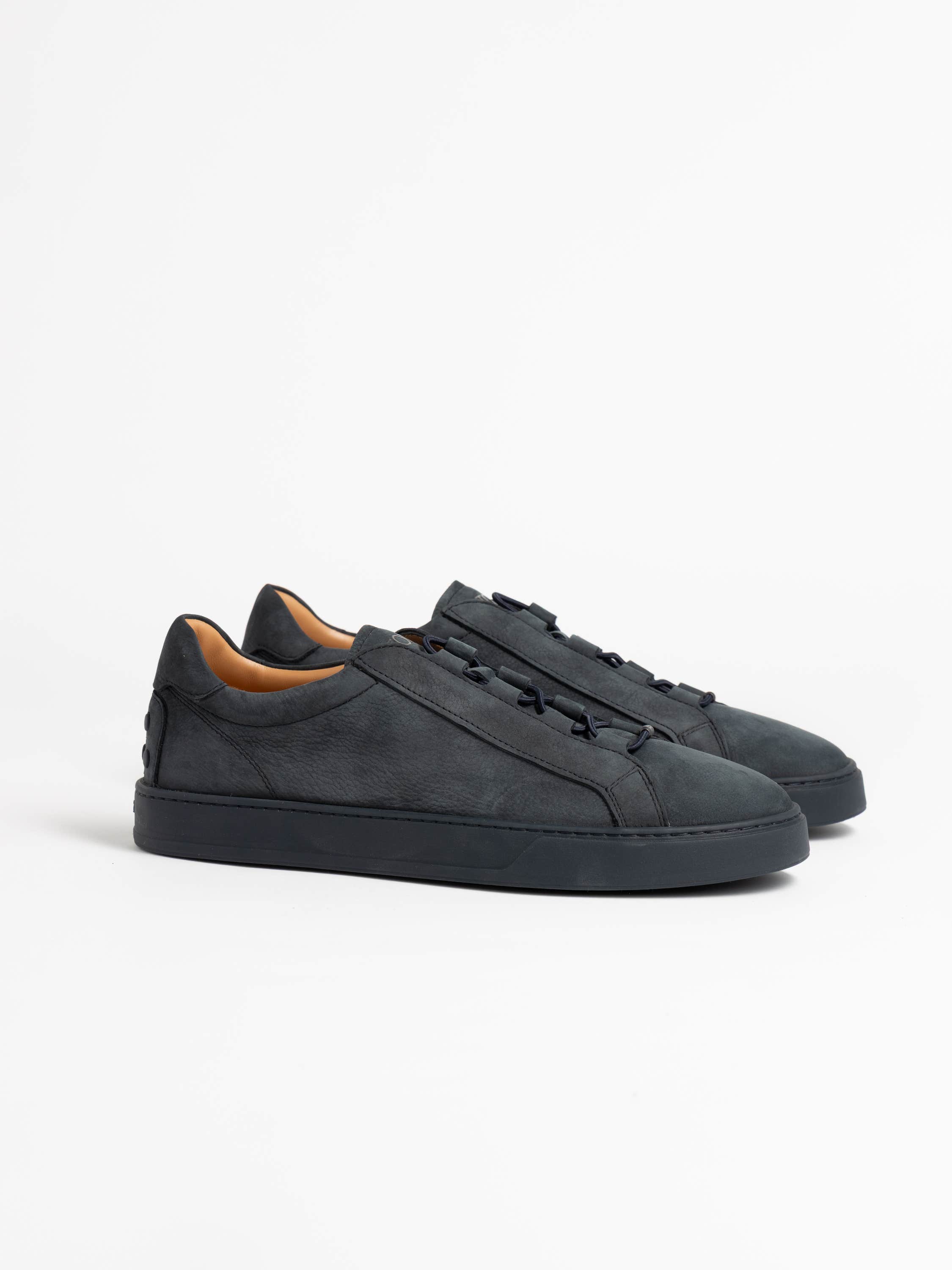 Navy Nubuck Low-Top Sneakers