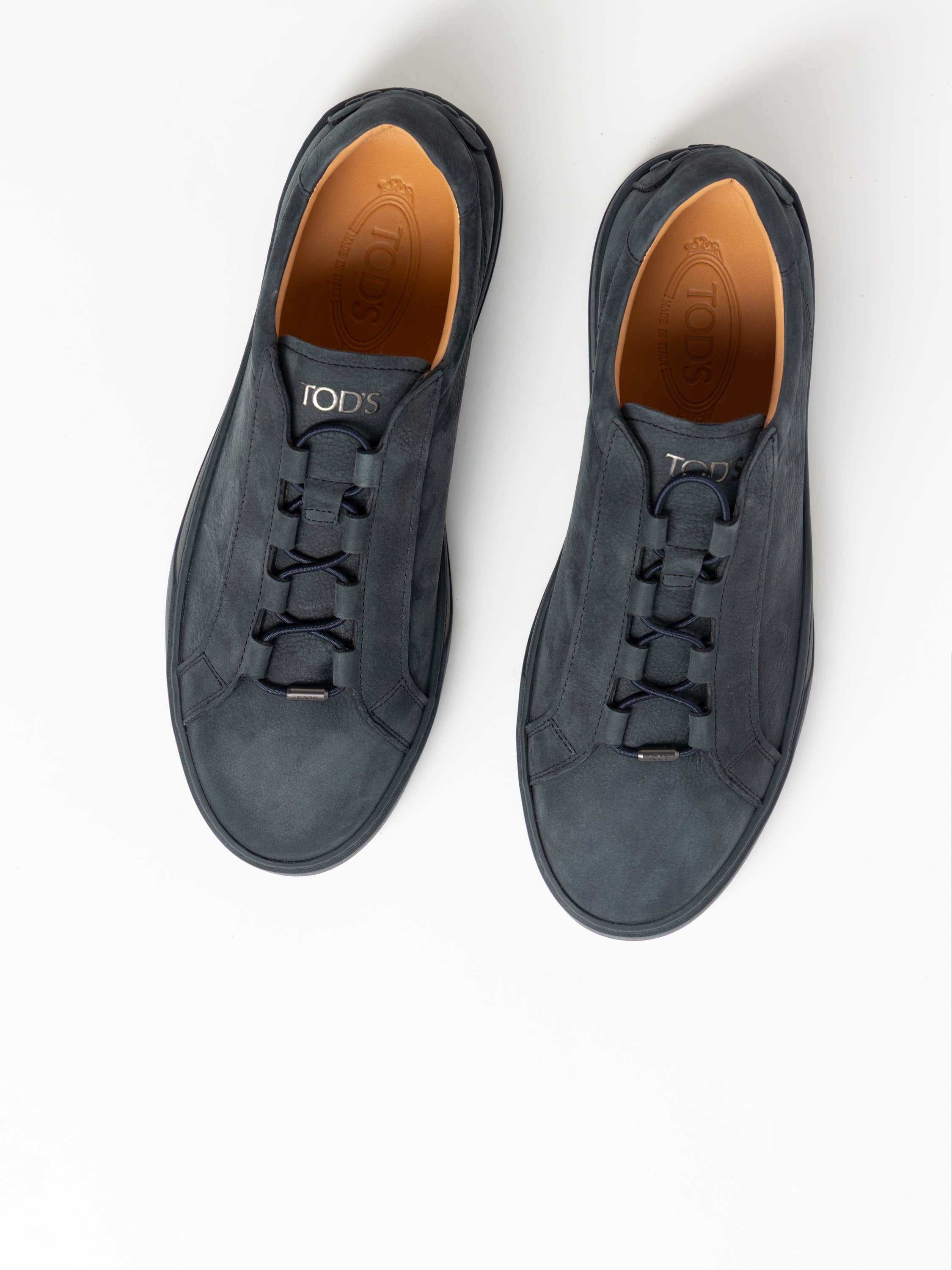 Navy Nubuck Low-Top Sneakers