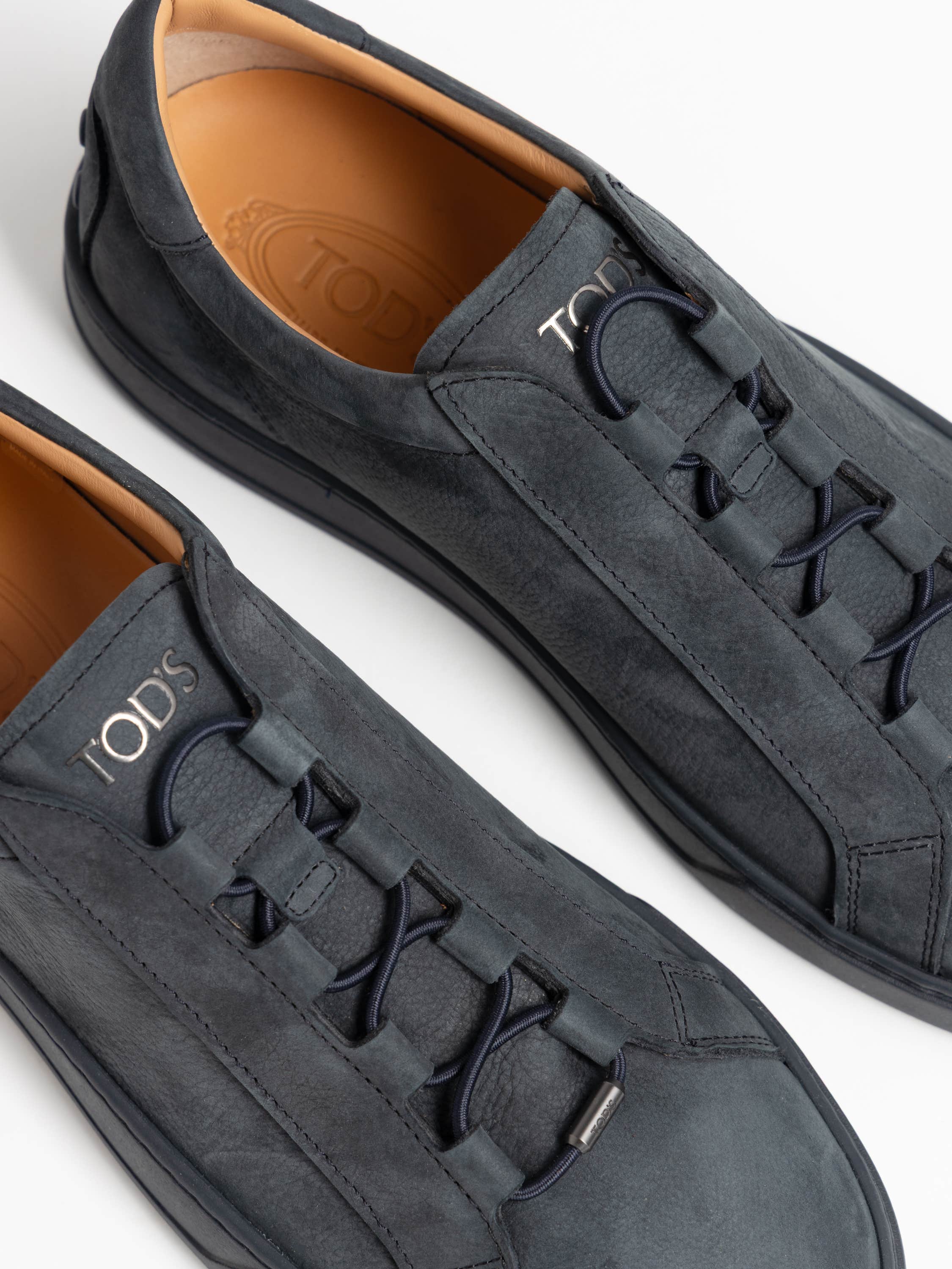 Navy Nubuck Low-Top Sneakers