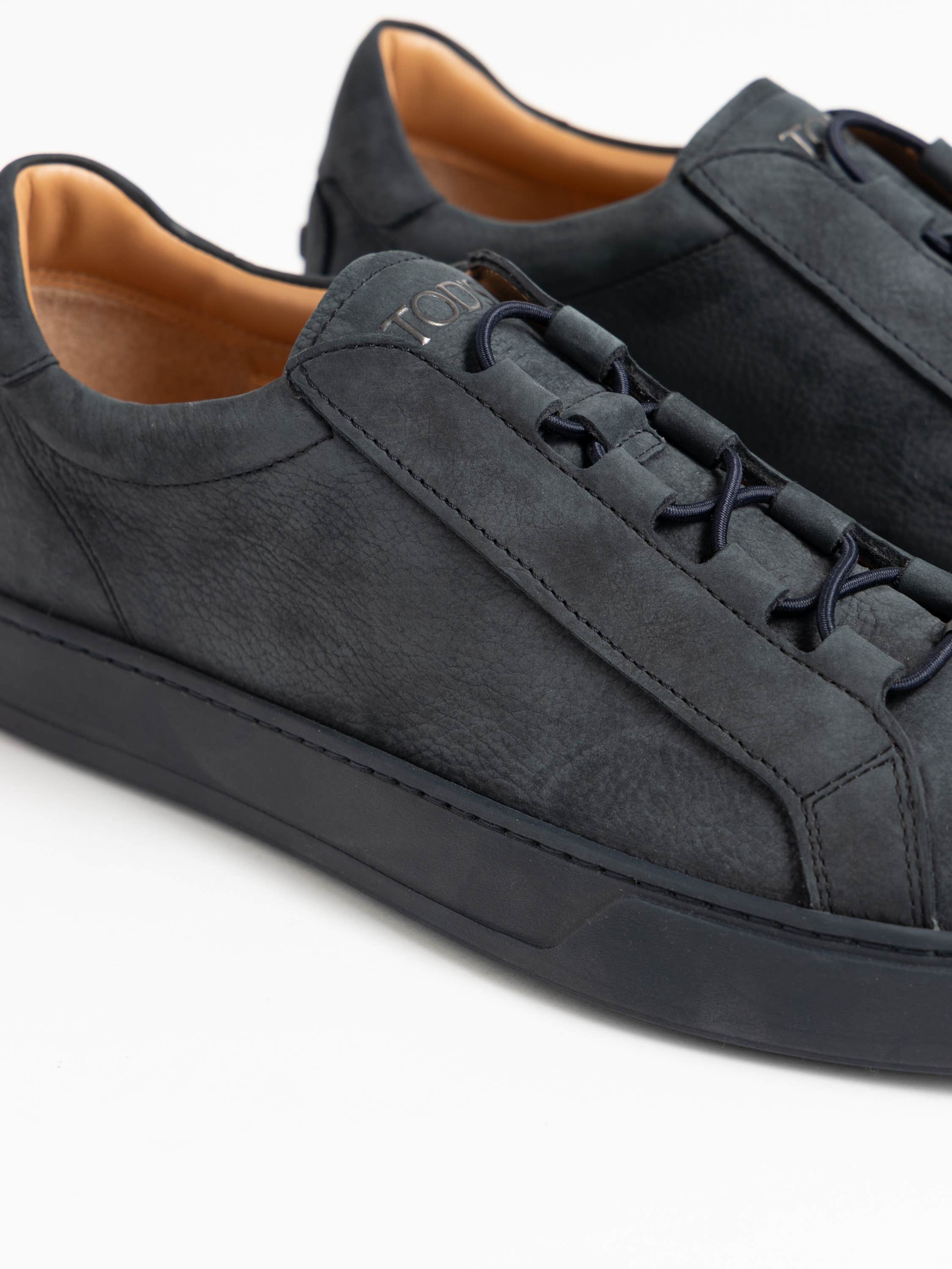 Navy Nubuck Low-Top Sneakers