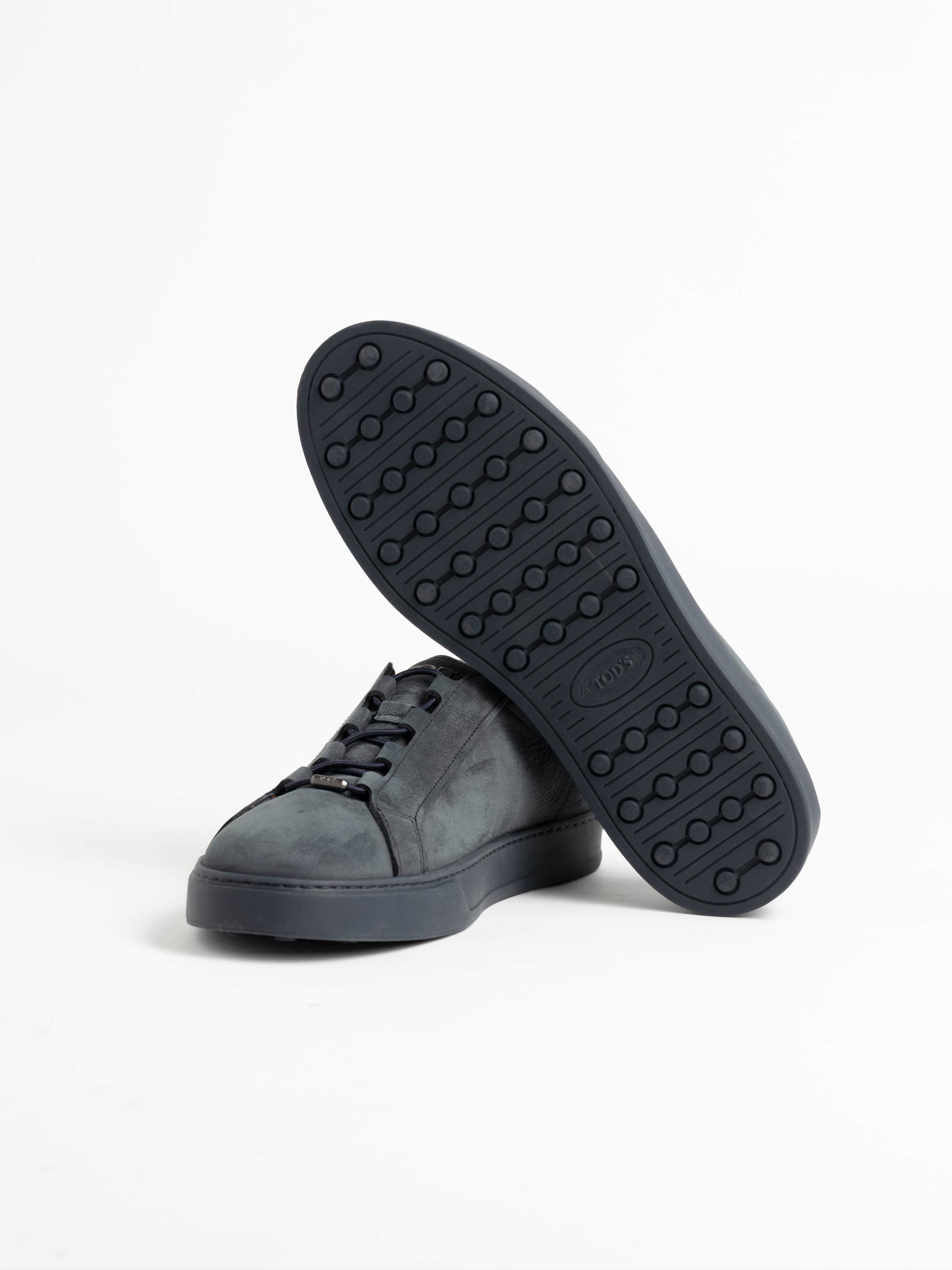 Navy Nubuck Low-Top Sneakers