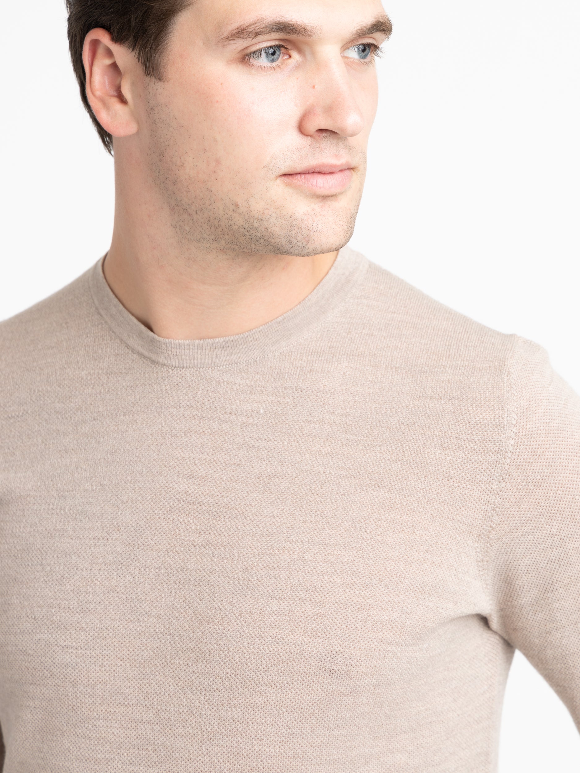 Beige Merino Crewneck – The Helm Clothing