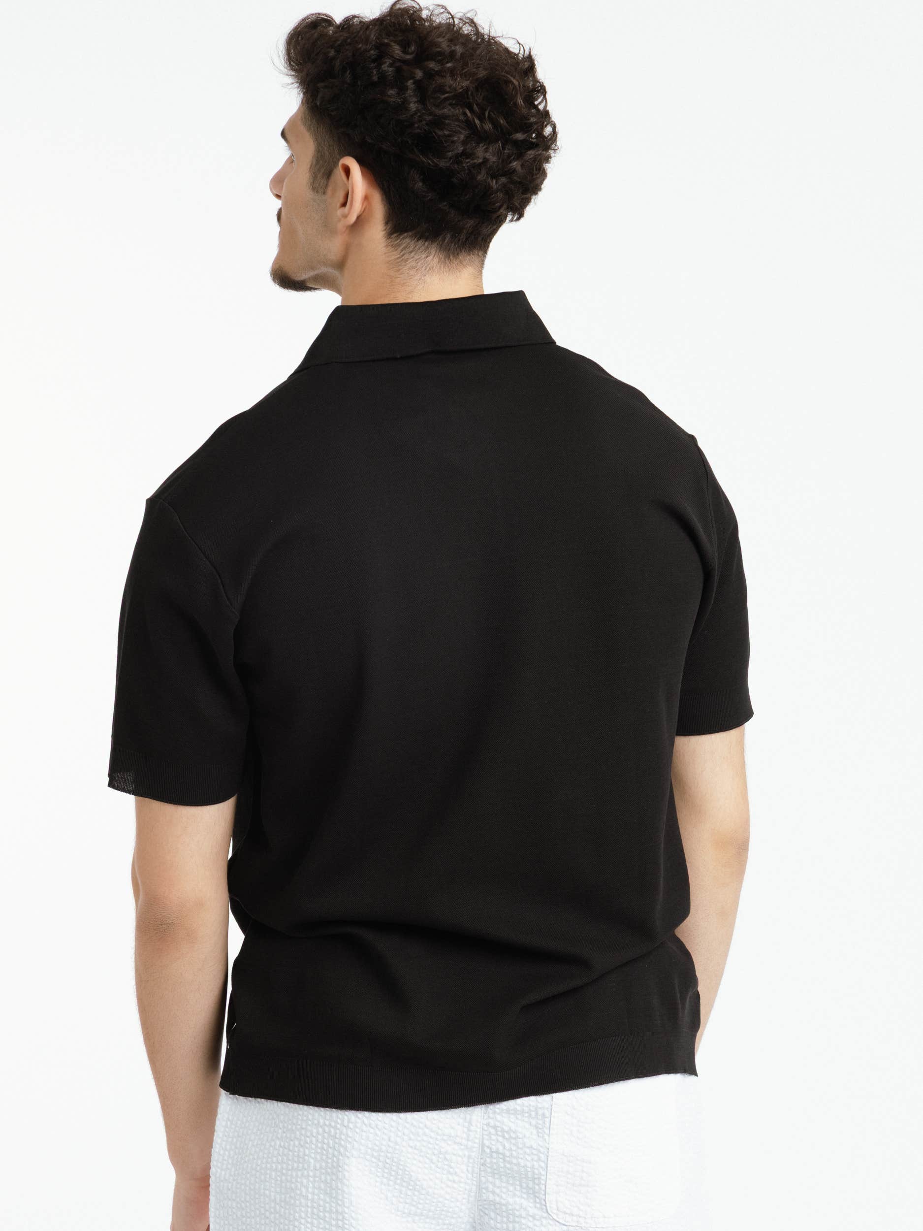 Black Cotton Polo Shirt