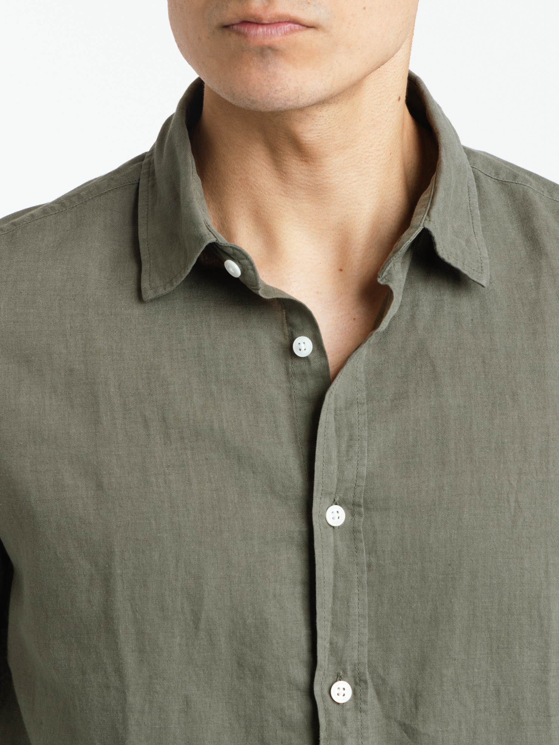 Kent Collar Summer Shirt In Olive