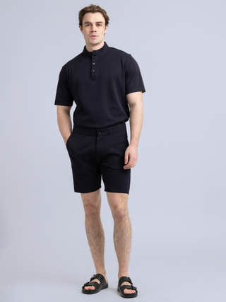 04651 / A trip in a bag Navy Cotton Piqué Shorts