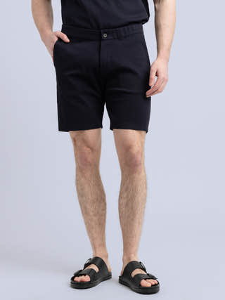 04651 / A trip in a bag Navy Cotton Piqué Shorts