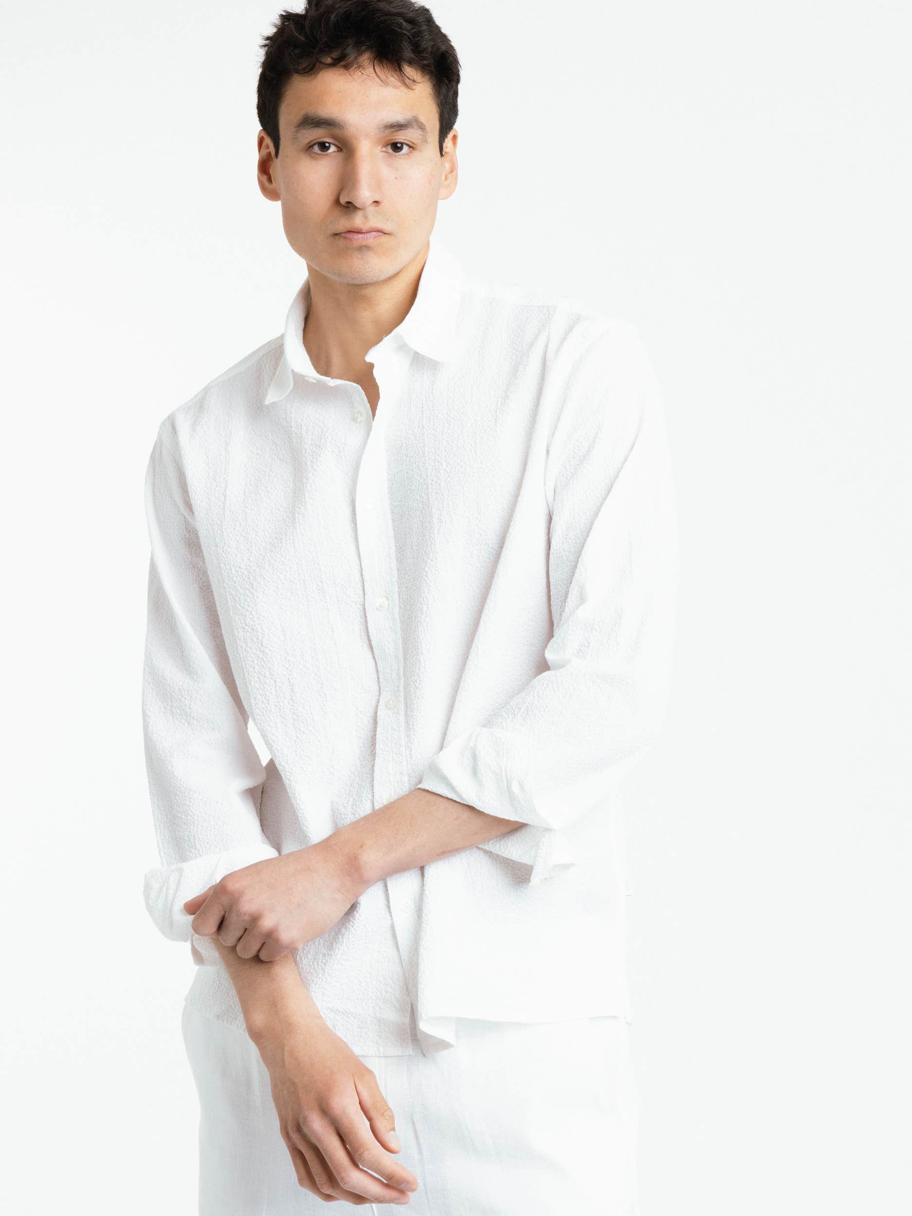 Kent Collar Summer Shirt In White